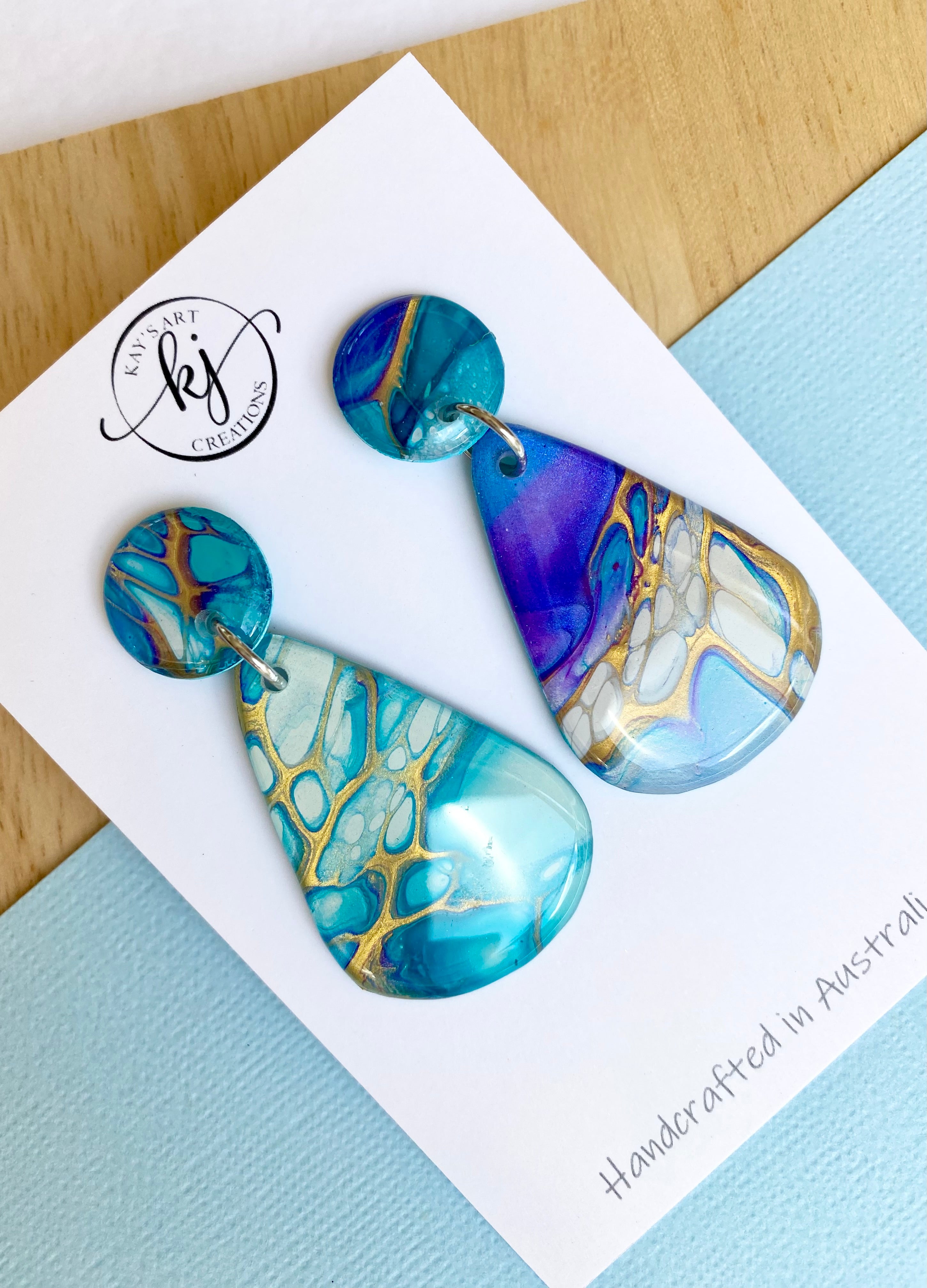 Hand Painted Stud Dangle Earrings
