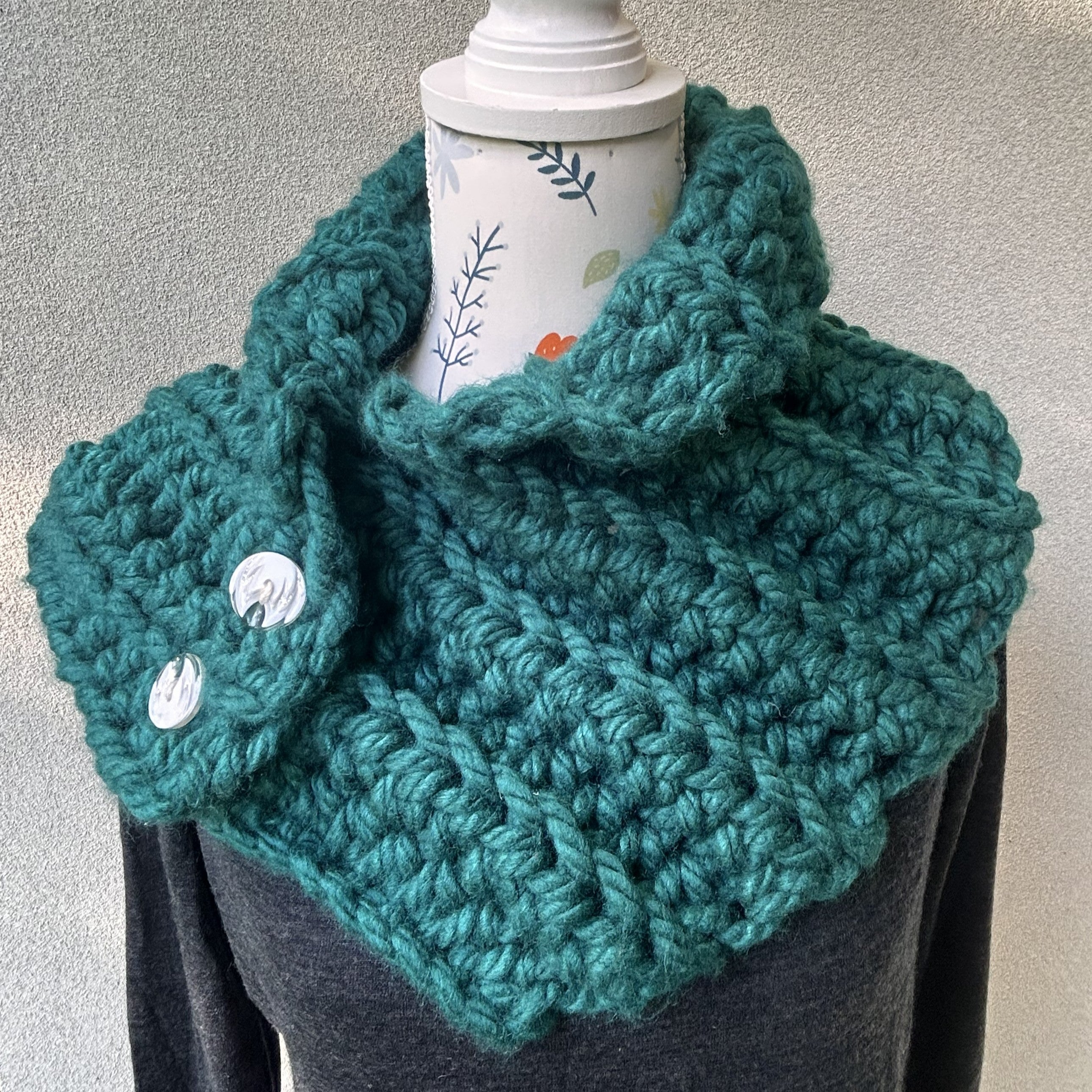 Buttoned Neck Warmer - Teal
