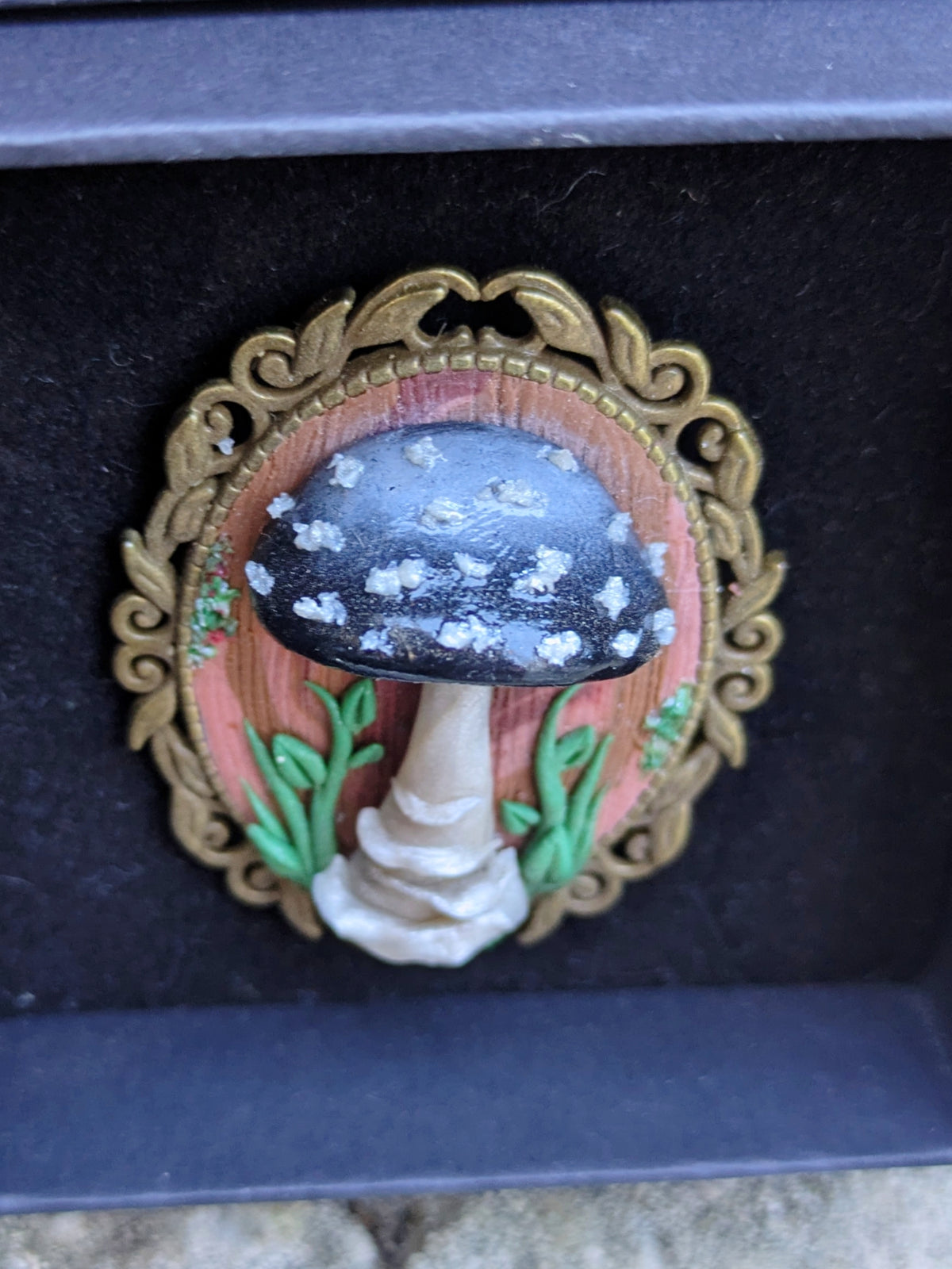 Black Mushroom Brooch