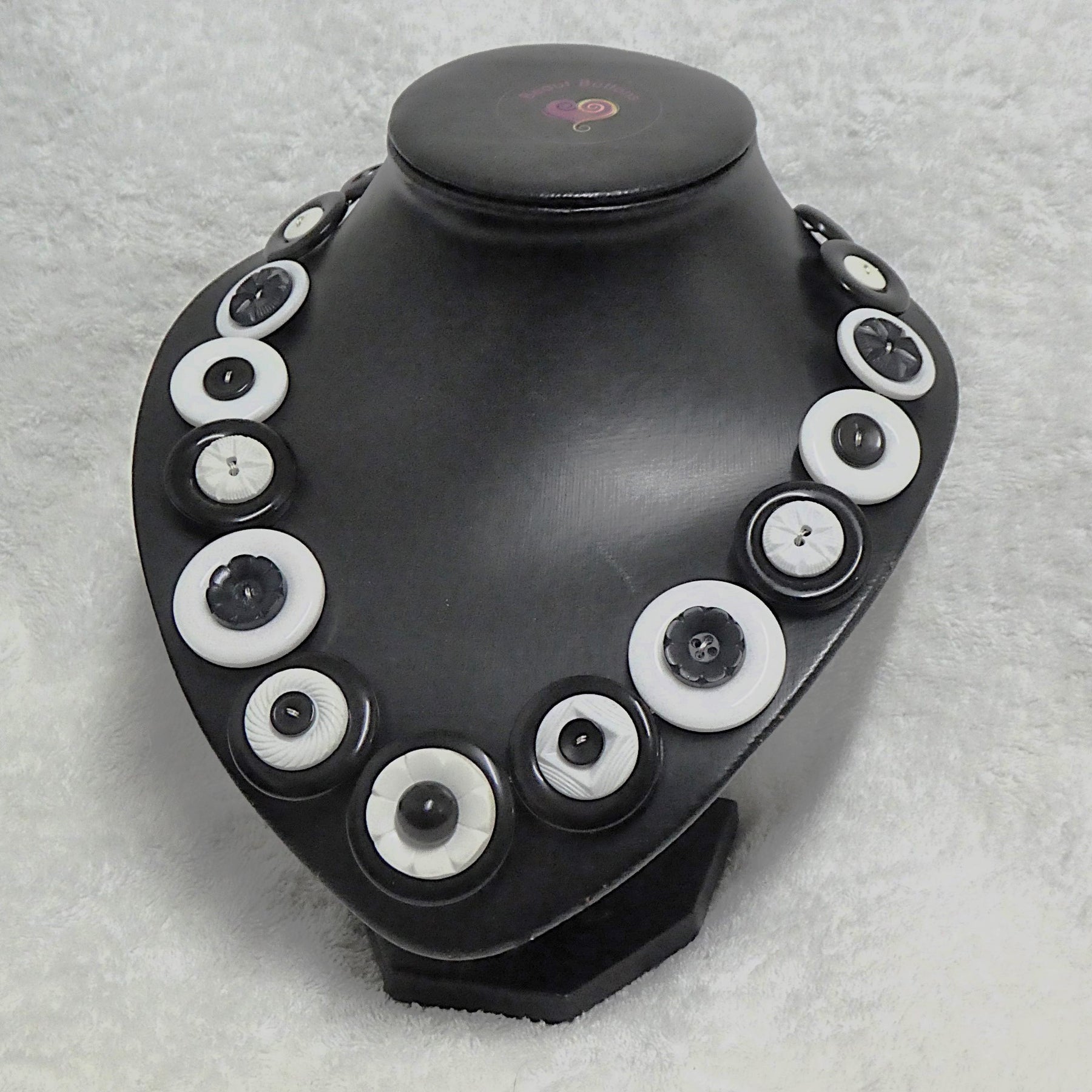 Button necklace - Black and White Night