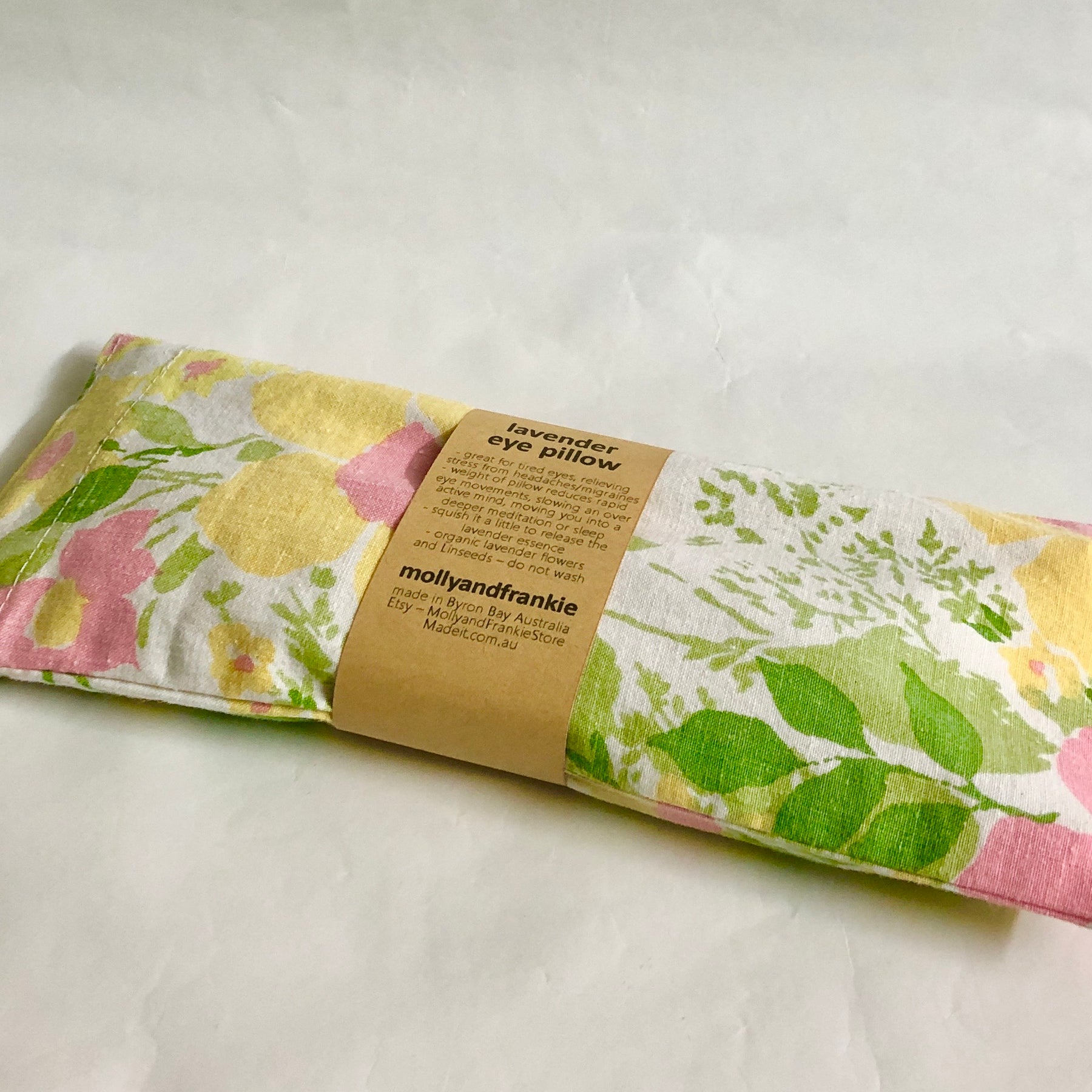 Lavender and Organic Linseed Eye Pillow with Removable, Washable Cover - Spring