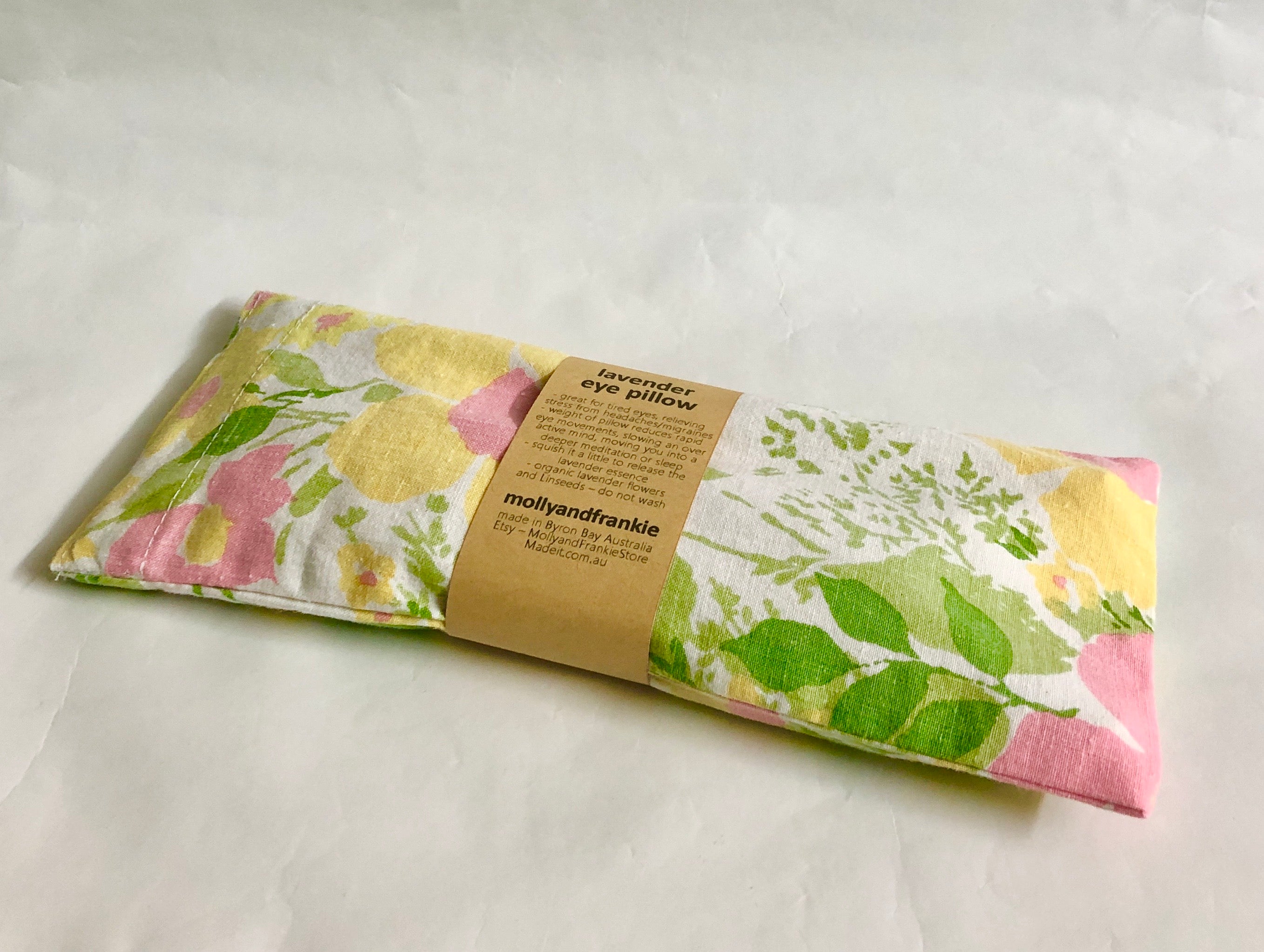 Lavender and Linseed Eye Pillow with Removable, Washable Cover - Spring