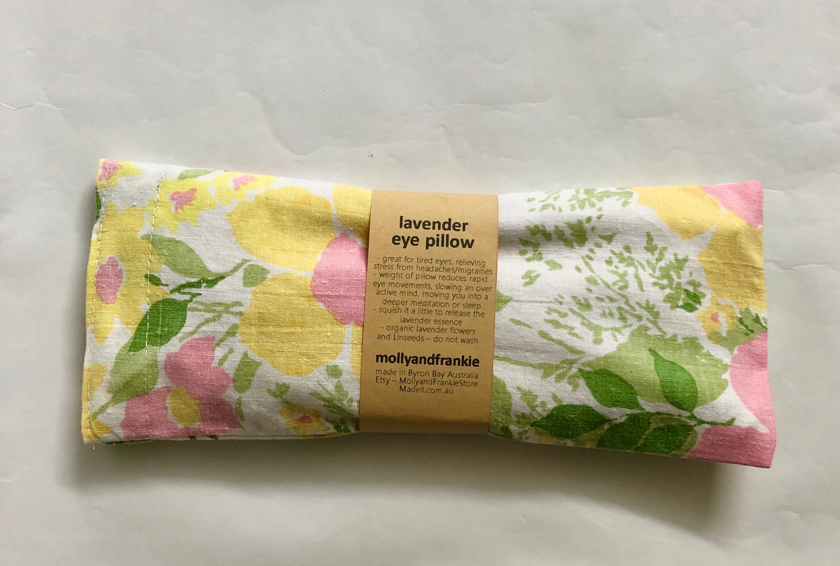Lavender and Linseed Eye Pillow with Removable, Washable Cover - Spring