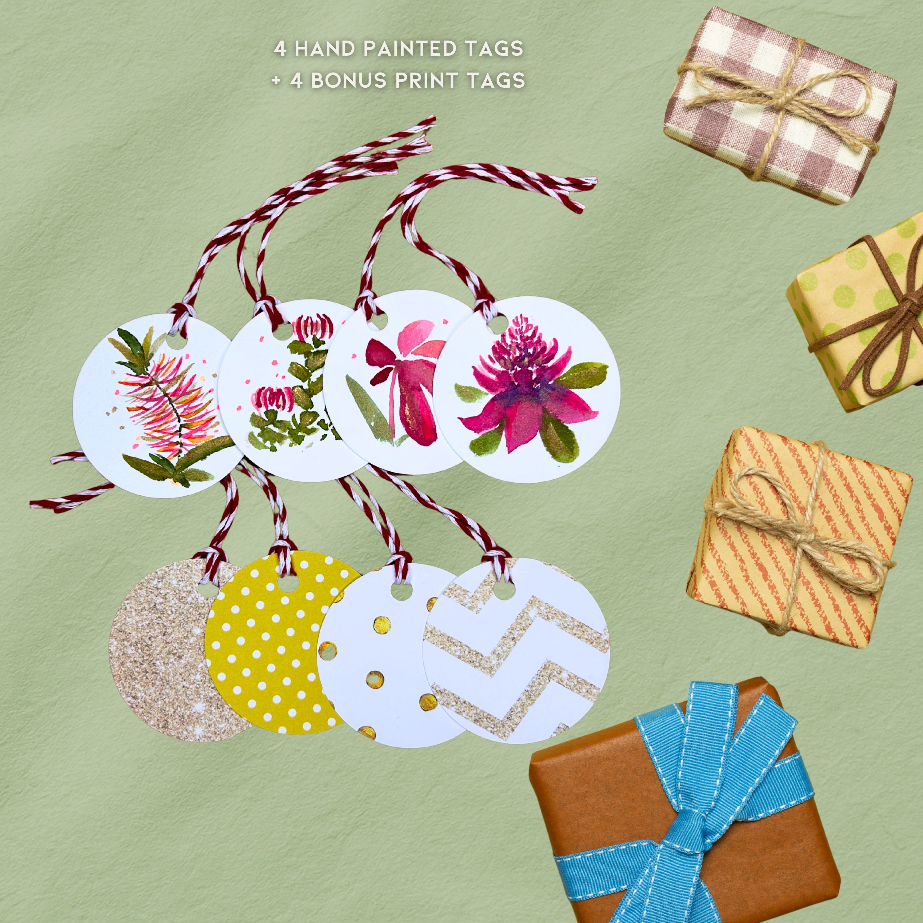 Handmade Australian Floral Gift Tags – Waratah, Kangaroo Paw, Banksia & Bottlebrush