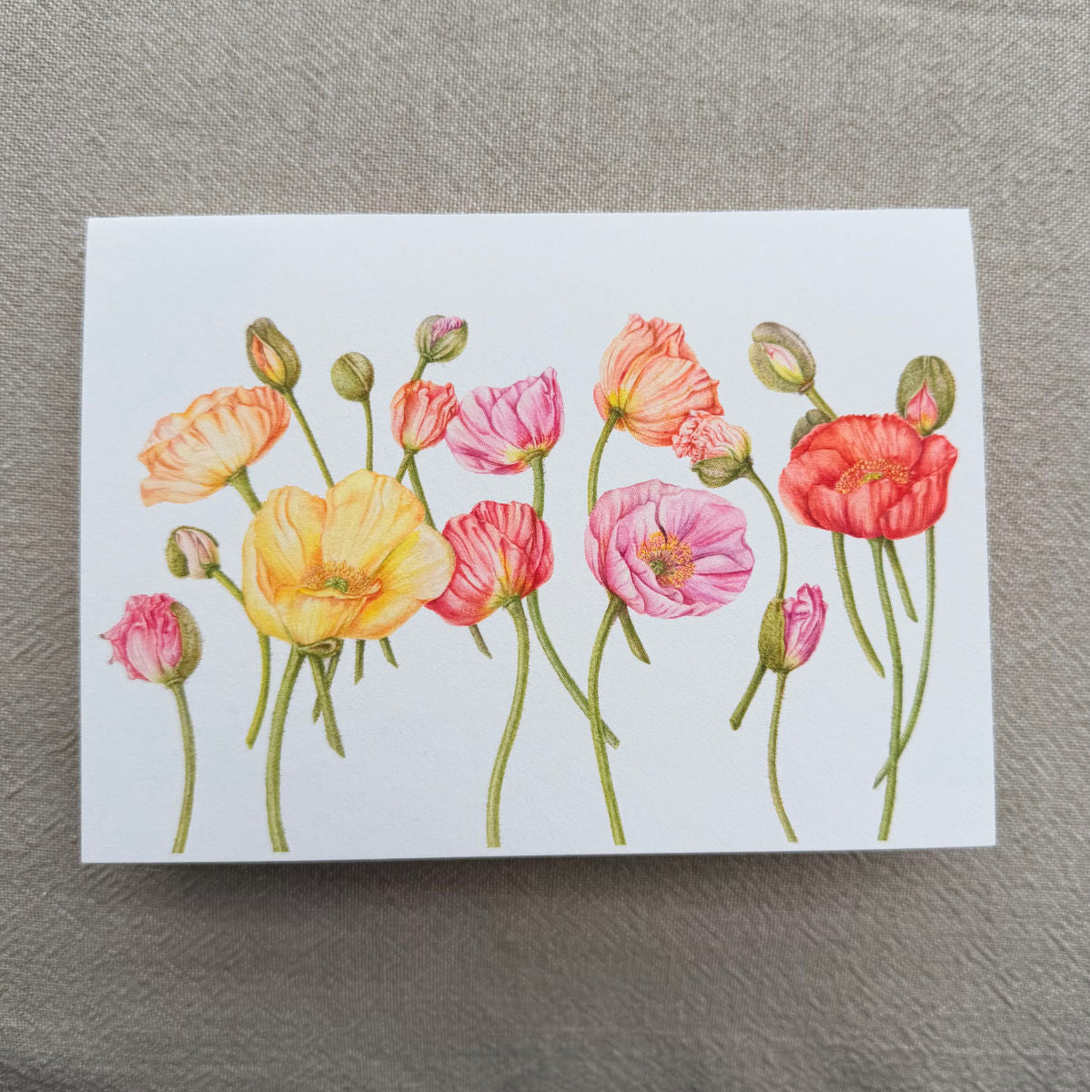 Iceland Poppy Botanical Art Card - Handmade Watercolour Greeting Card
