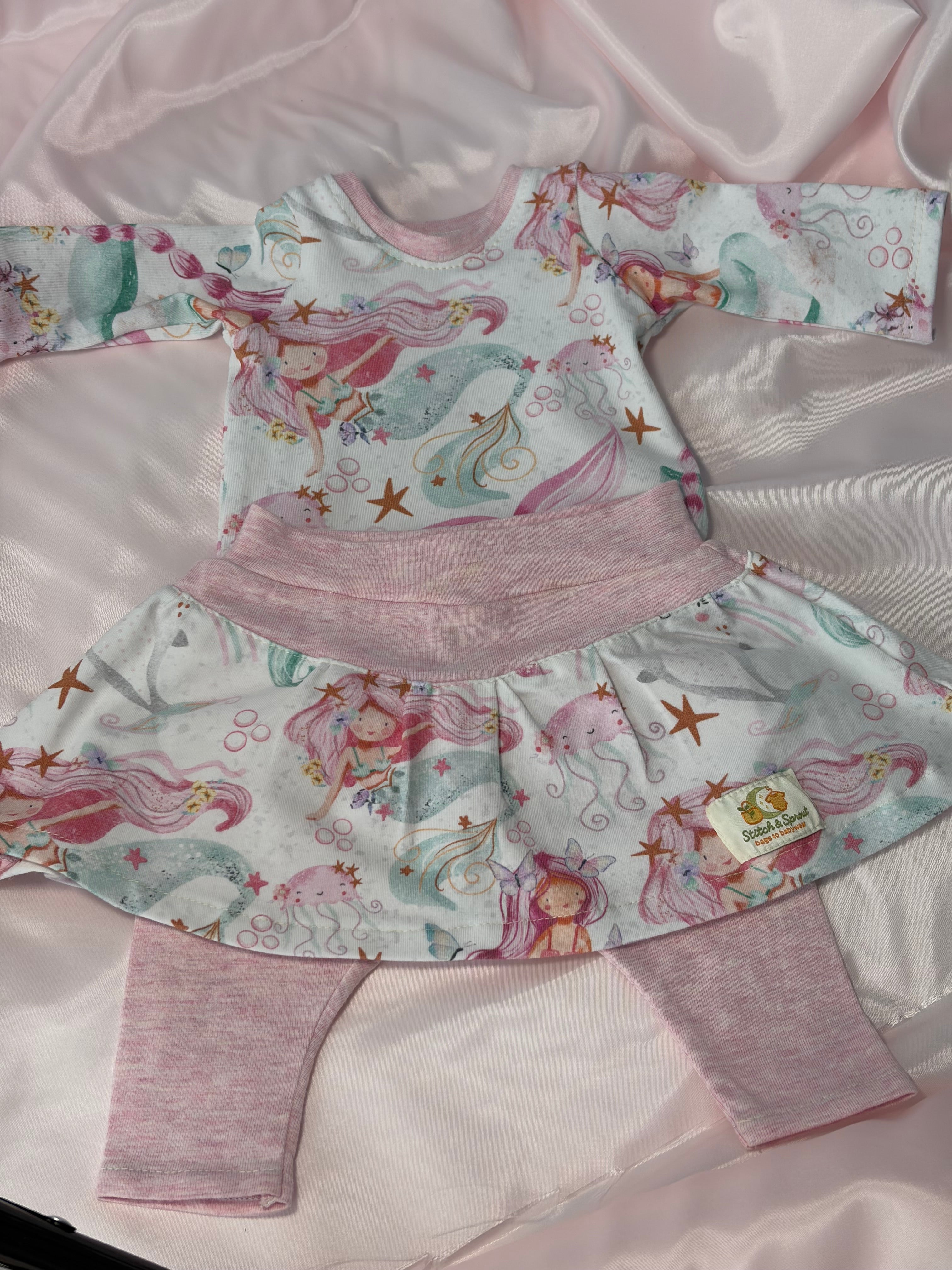 Littlest Mermaid All in one Leggings with Long Sleeve Tee