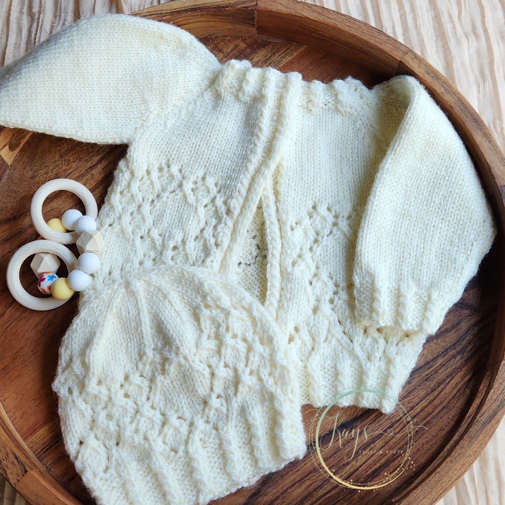 Handknit Gender Neutral Baby Jacket & Beanie