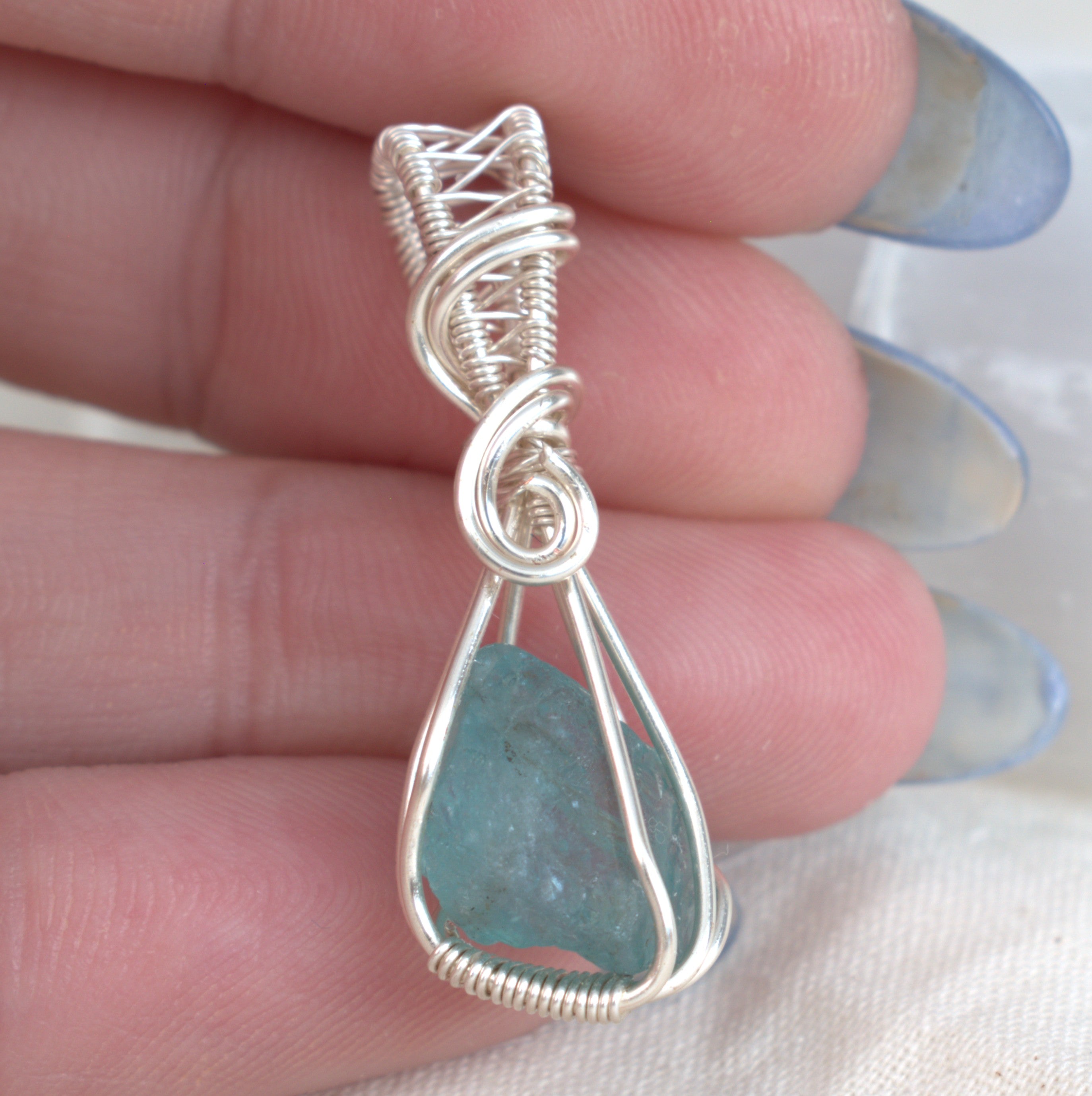 Raw Blue Apatite – Hand-Wrapped Gemstone Pendant