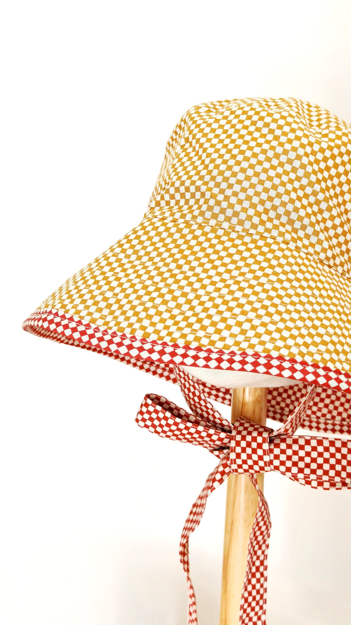 Kids Summer Reversible Sun, Gingham Kids Sun Hat