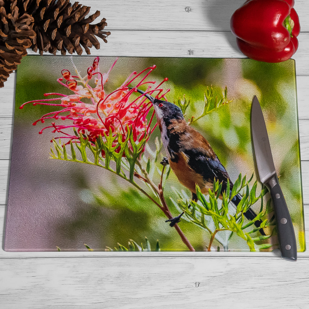 Honeyeater Chopping Board - Tempered Glass