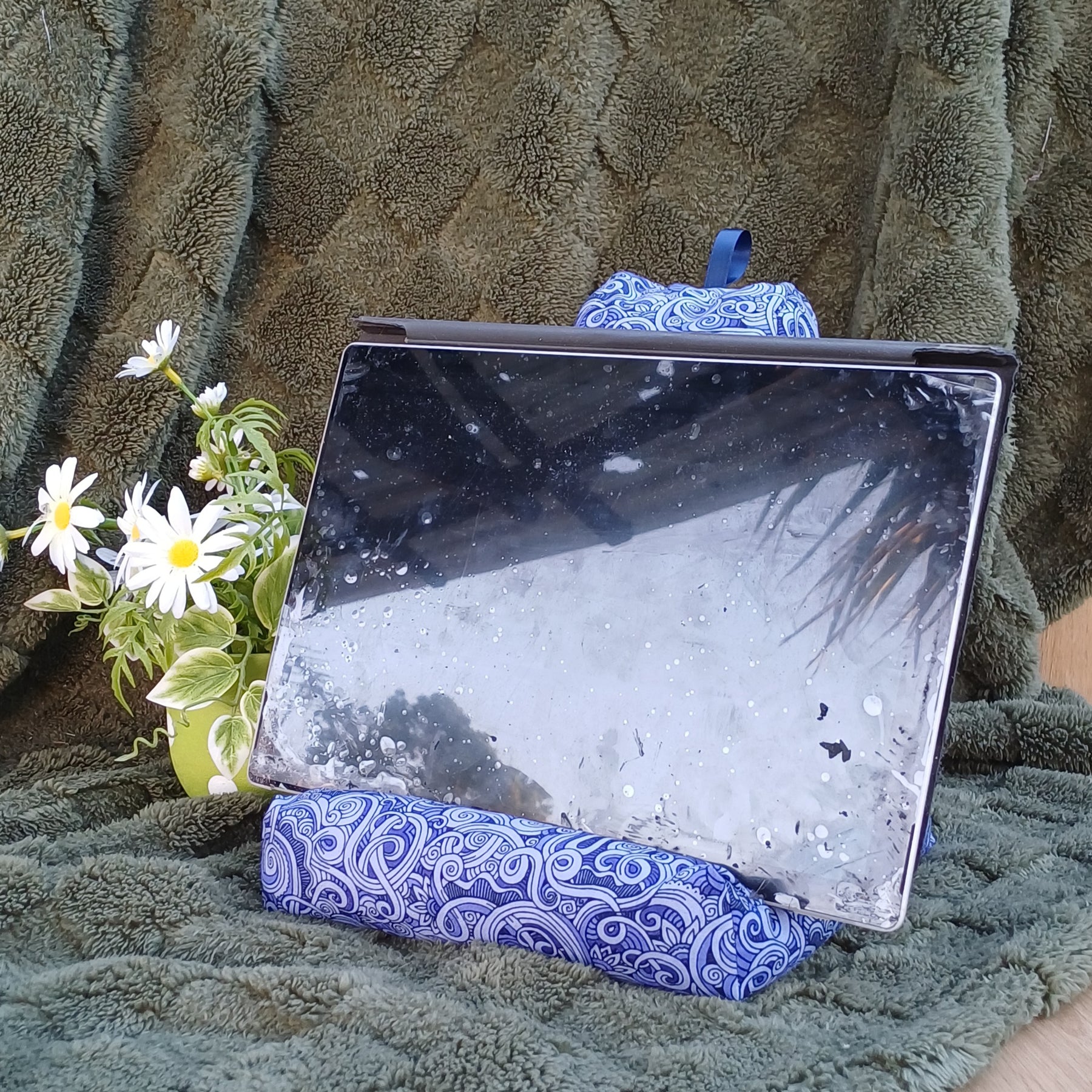 Purple Swirl Design Pillow to suit Book and Tablet