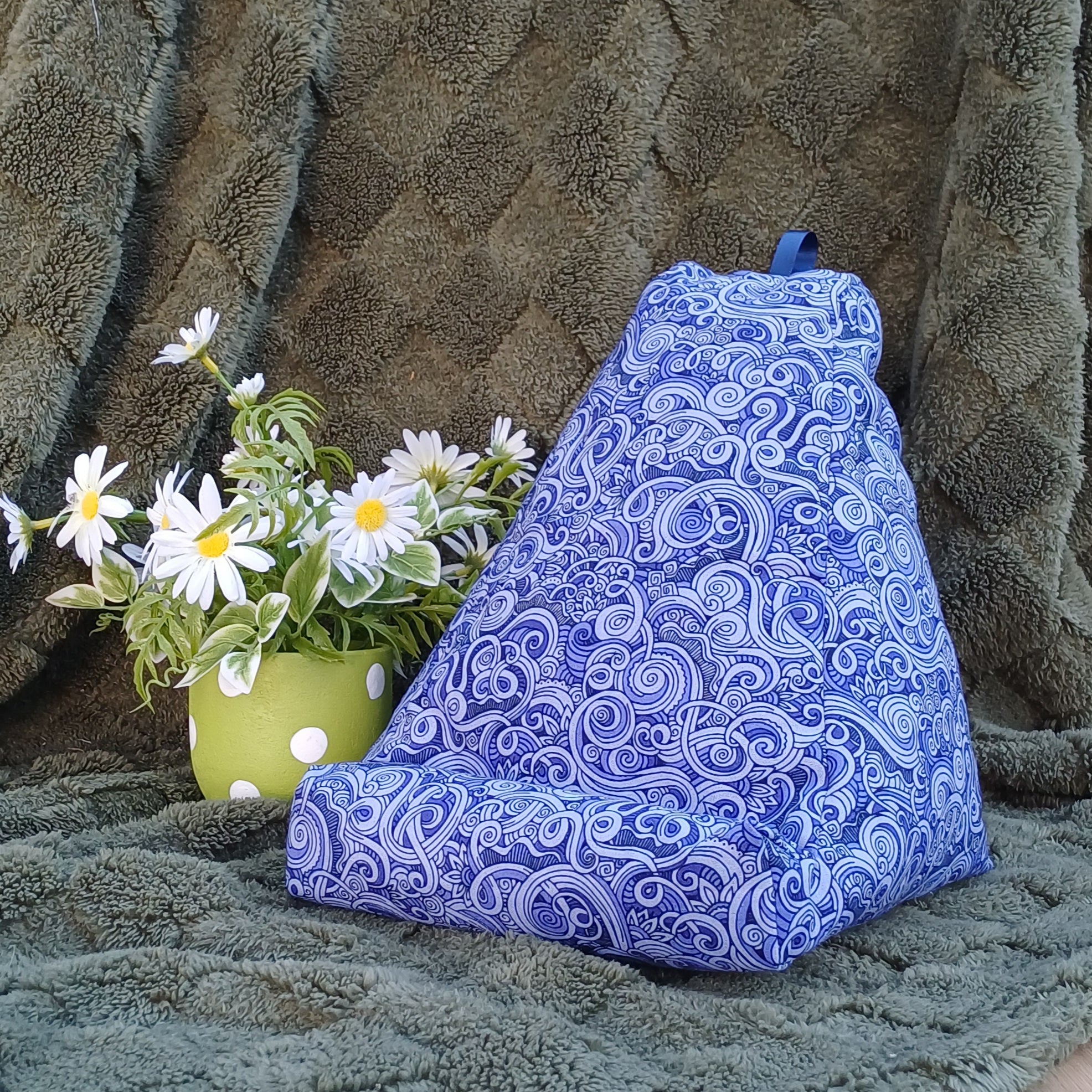 Purple Swirl Design Pillow with Pocket to suit Book and Tablet