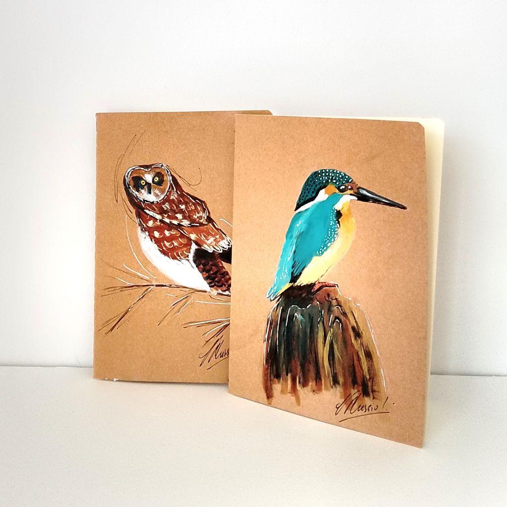 Handpainted Notebooks - Birds. Toadstool. A5. Blank