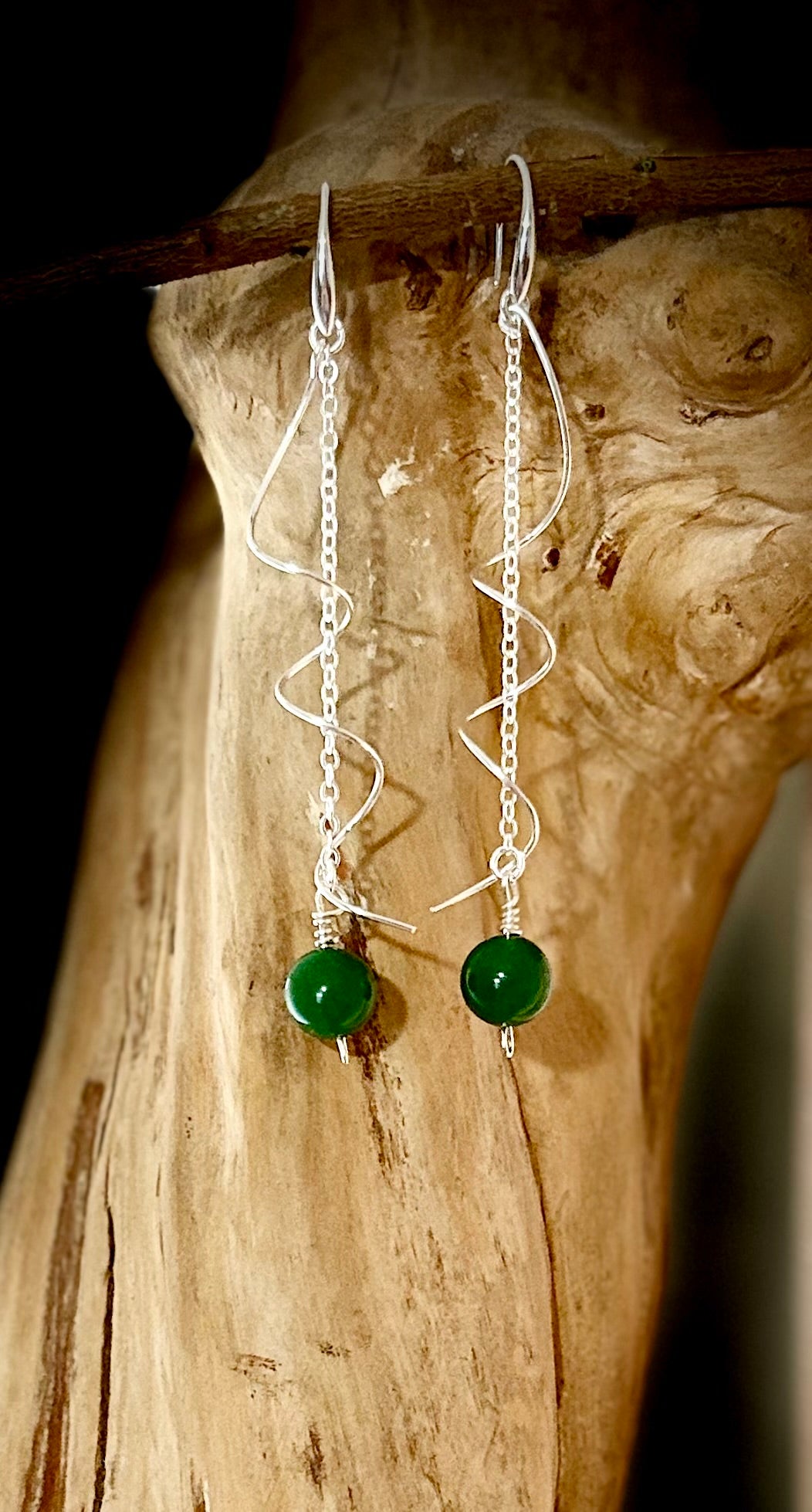 Silver Green Aventurine Earrings