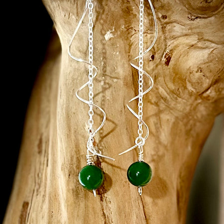 Silver Green Aventurine Earrings