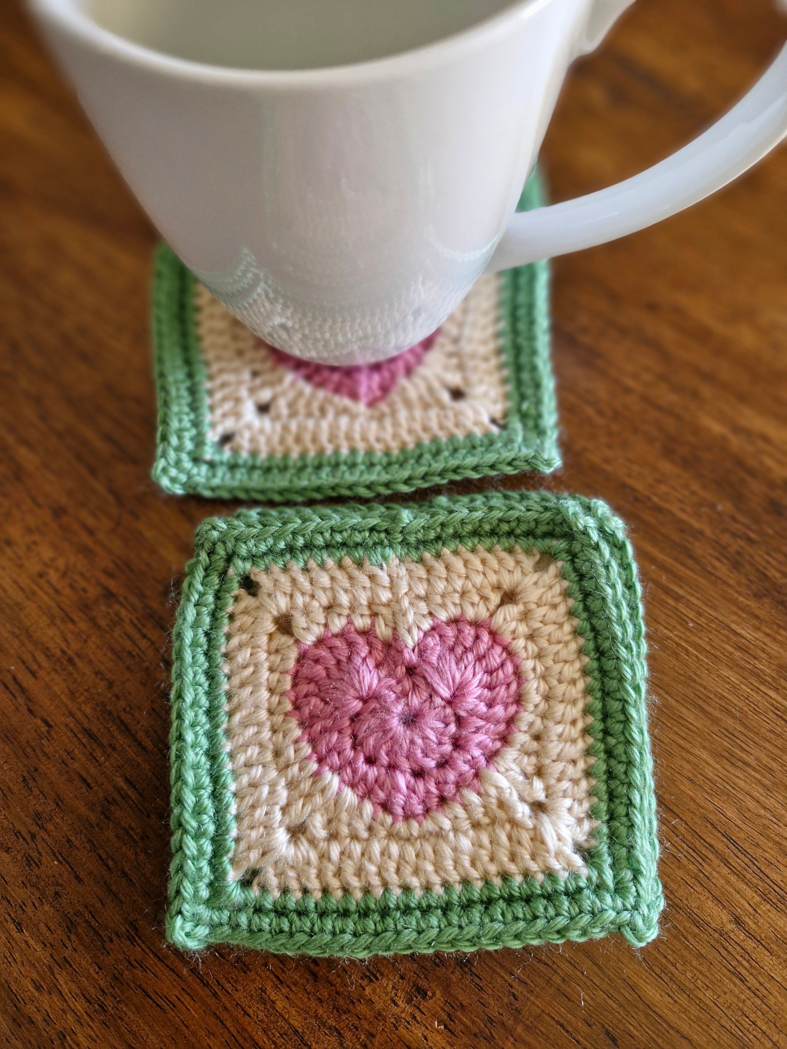 Handmade Crochet Heart Coasters