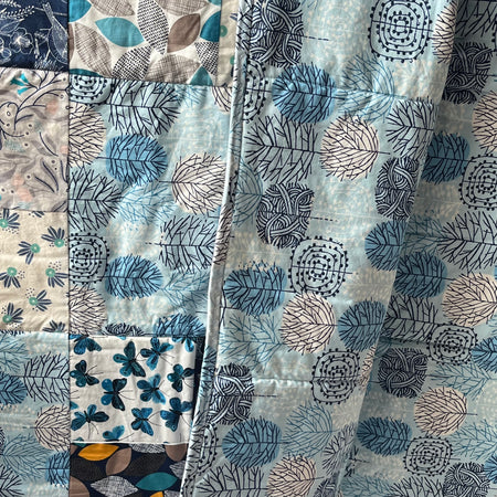 Handmade Baby Play Mat Quilt — 100% Organic Cotton | Reversible | Blue Tones