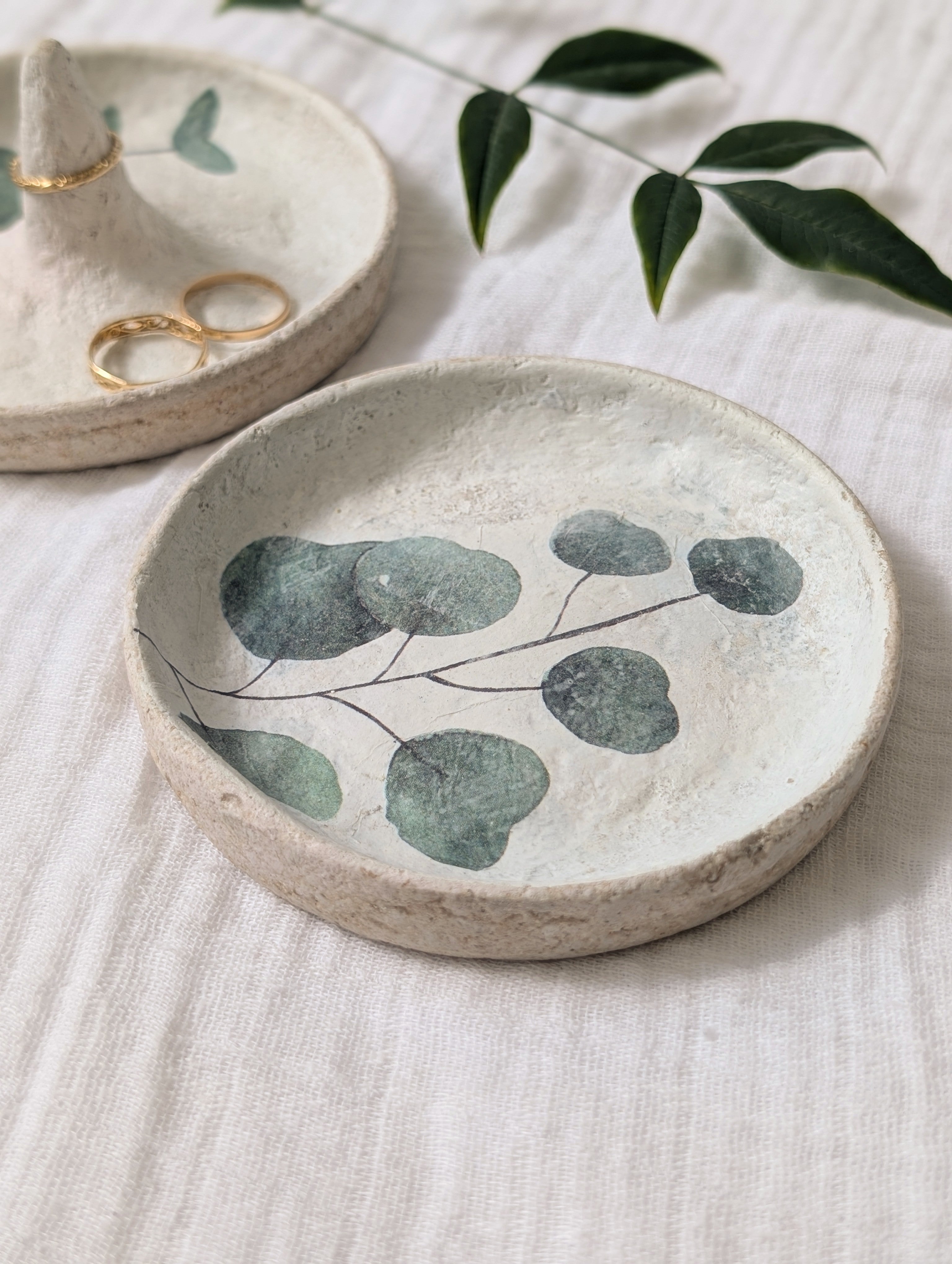 Eucalyptus Paper Clay Jewellery Dish Set