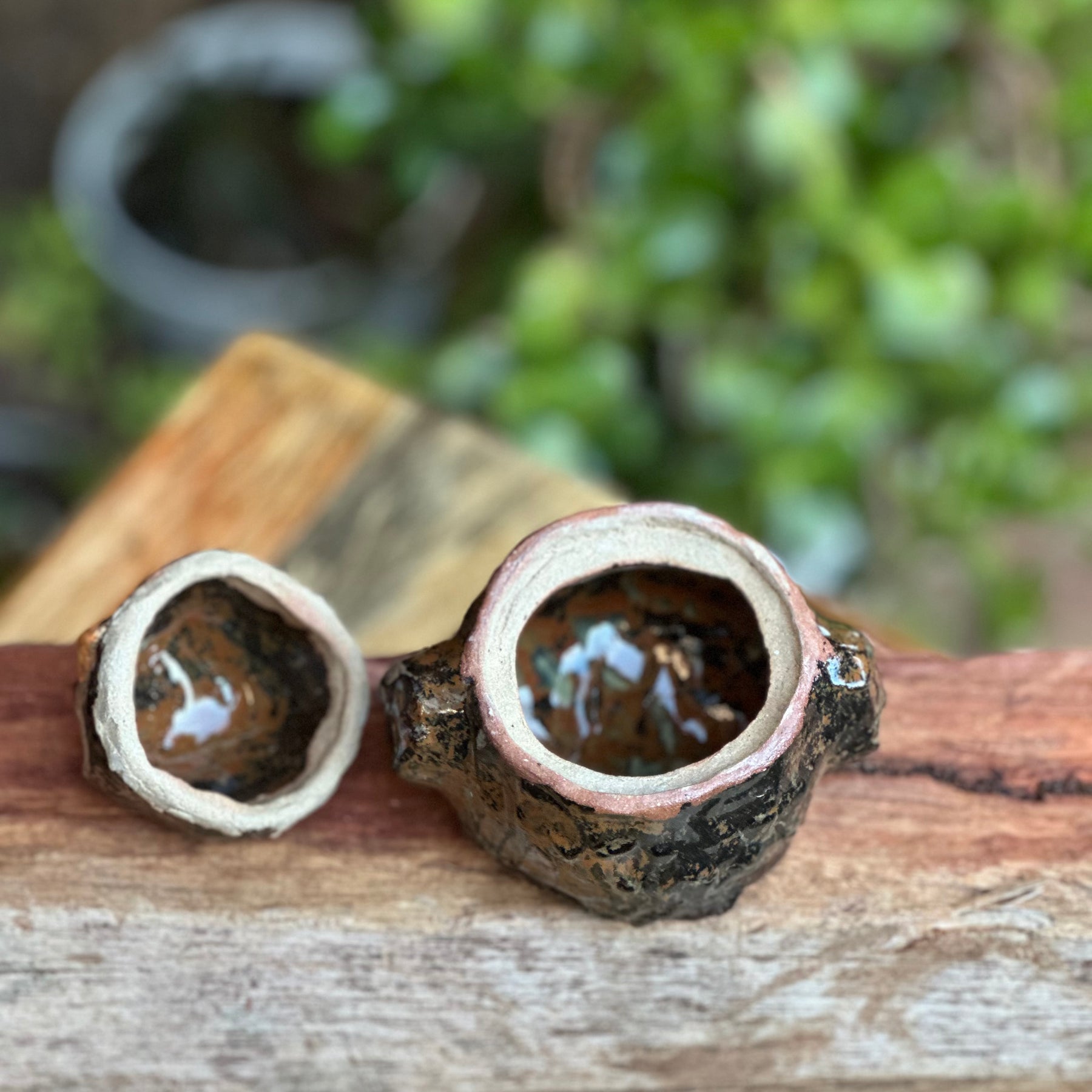 Golden Sapwood Owl Pot | Handmade Stoneware Owl with Lid