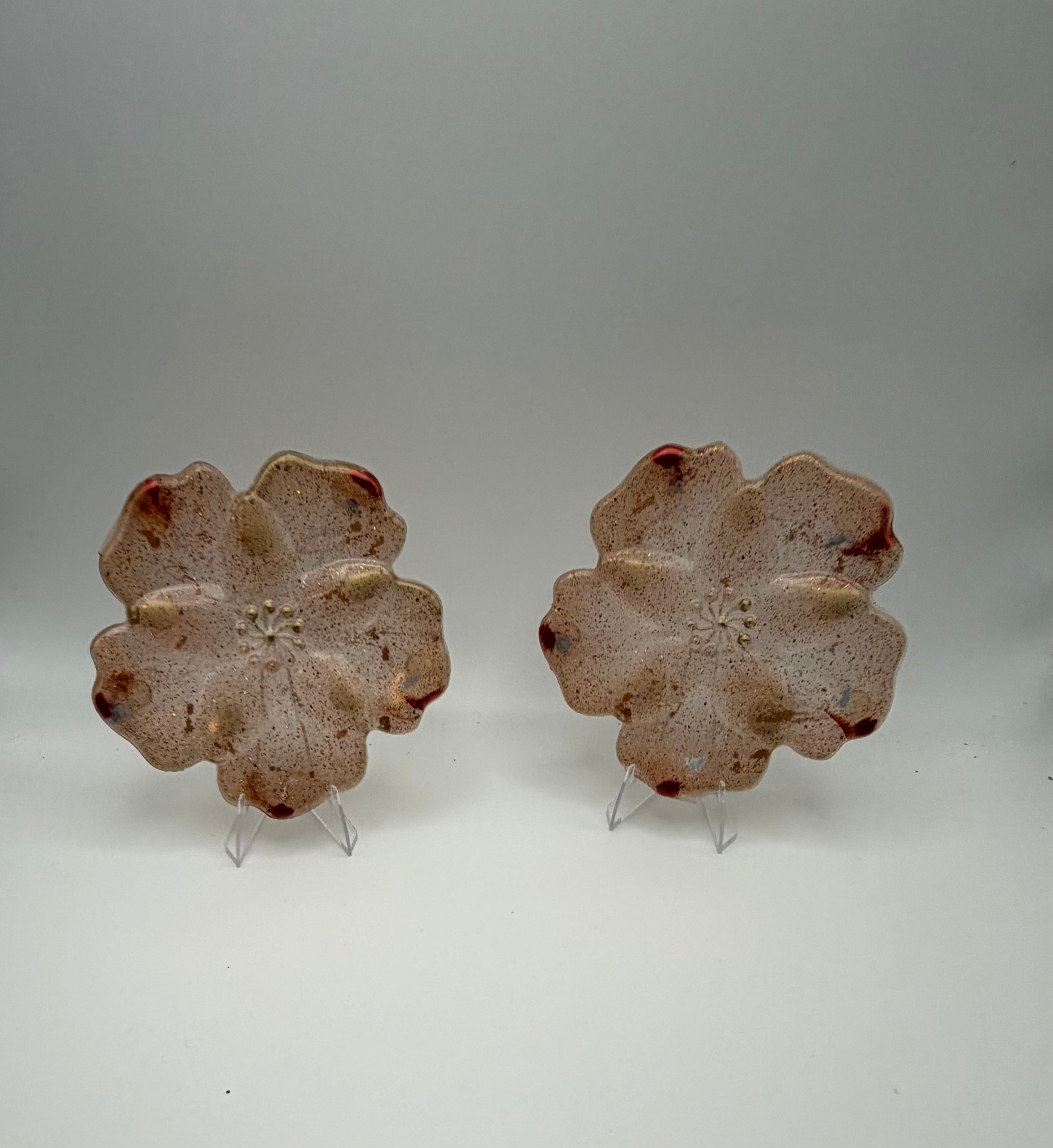 Handcrafted floral pink and gold Resin Coasters - set of 4