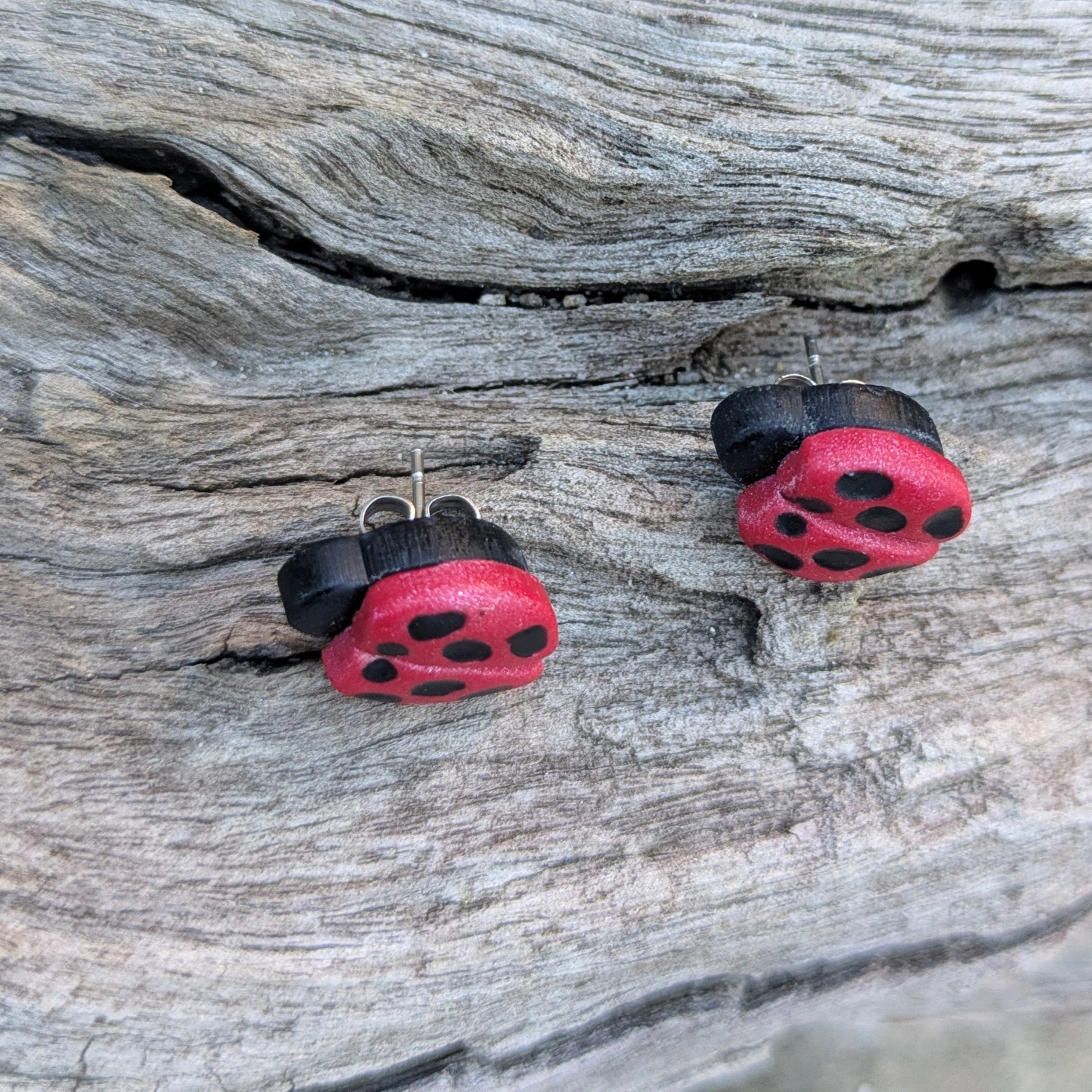 Ladybug stud earrings