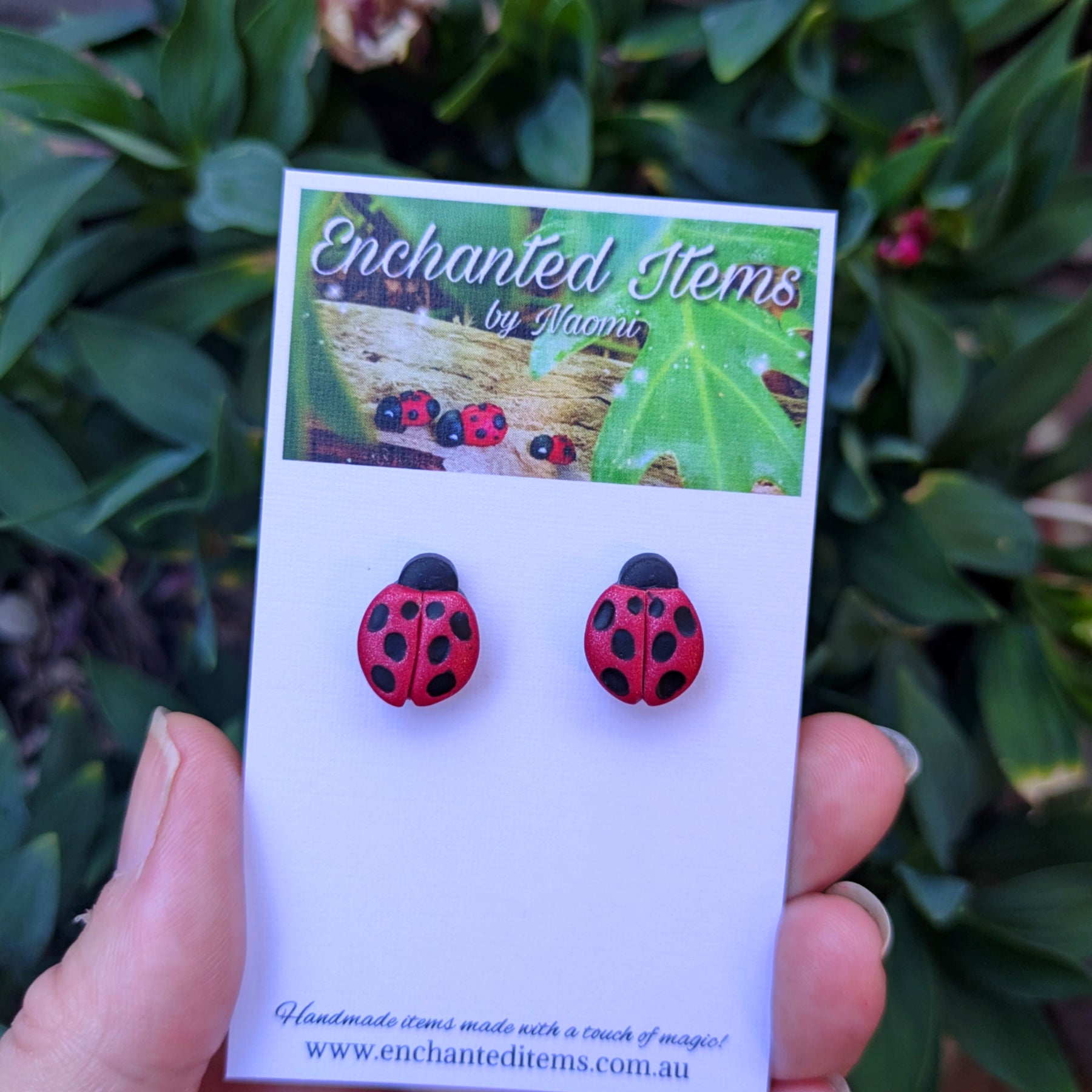 Ladybug stud earrings