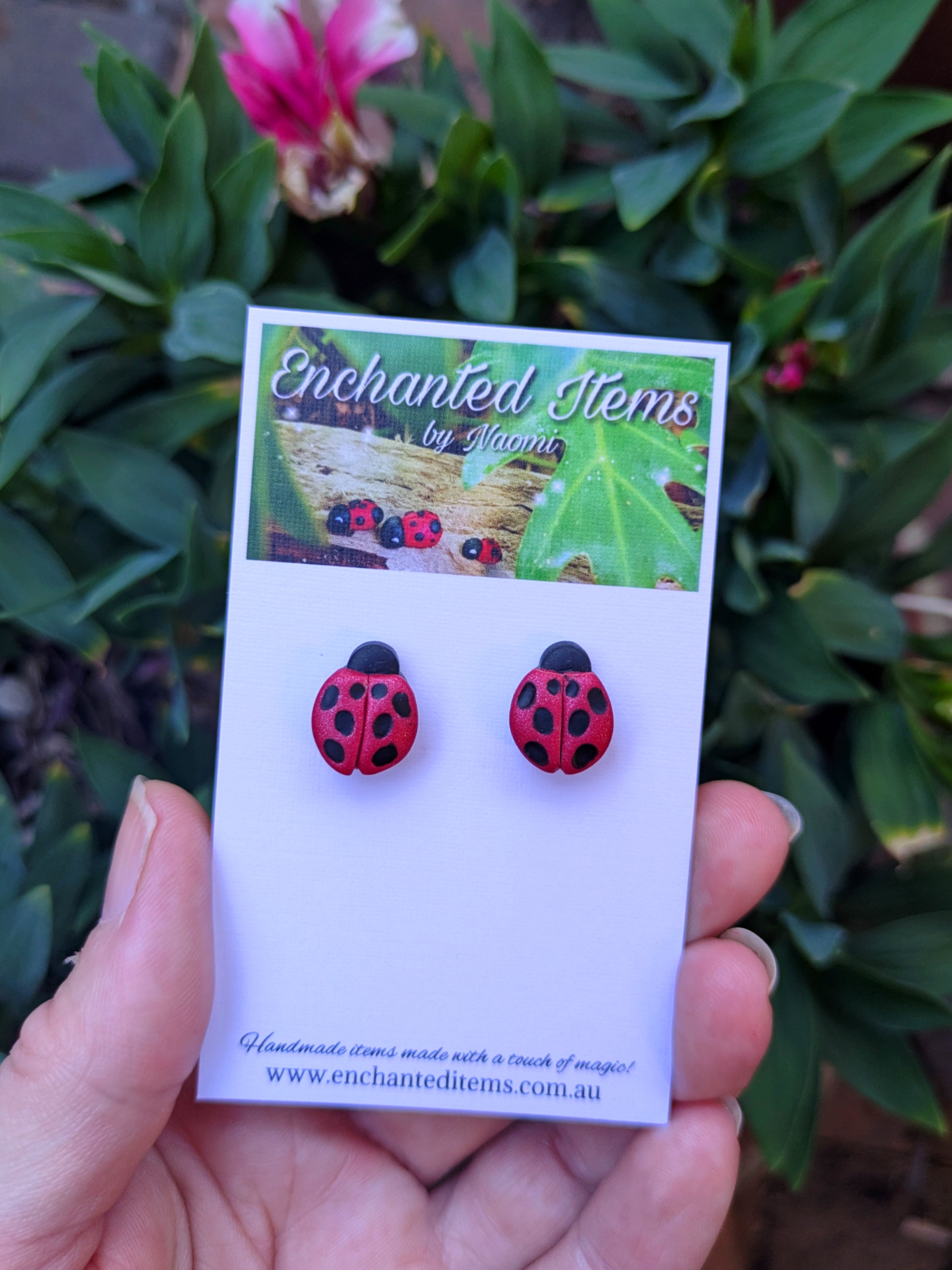 Ladybug stud earrings