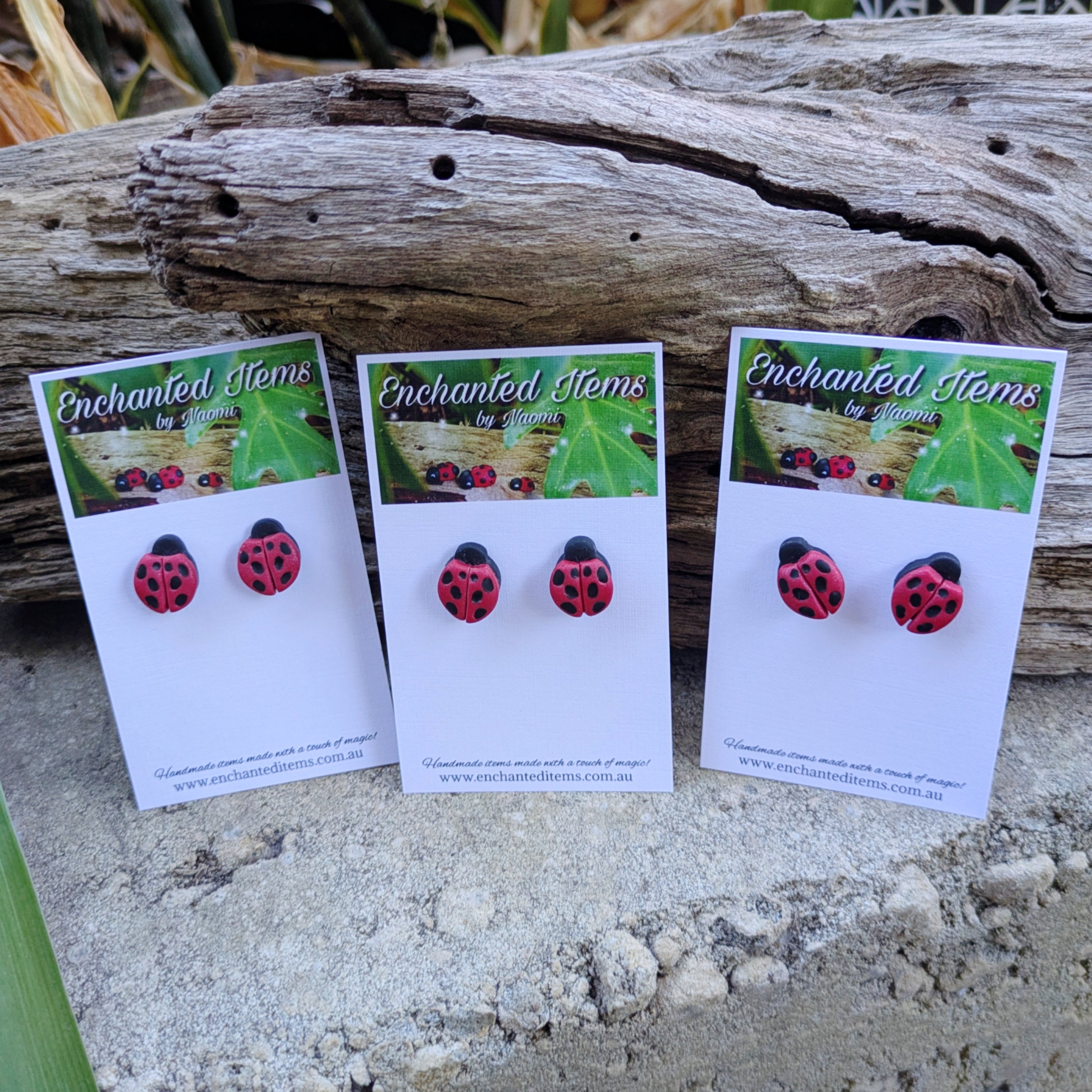 Ladybug stud earrings