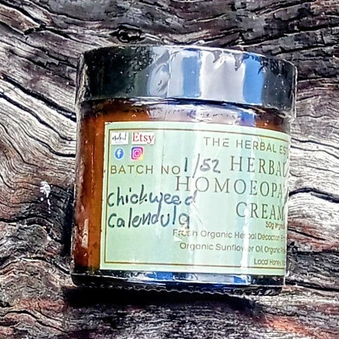 Organic Herbal Homoepathic Cream Calc Fluor Herbal Cream | Skin Firming & Barrier Support | Gotu Kola, Licorice & Calendula | Natural Skin Care | Handmade Cream 50g 