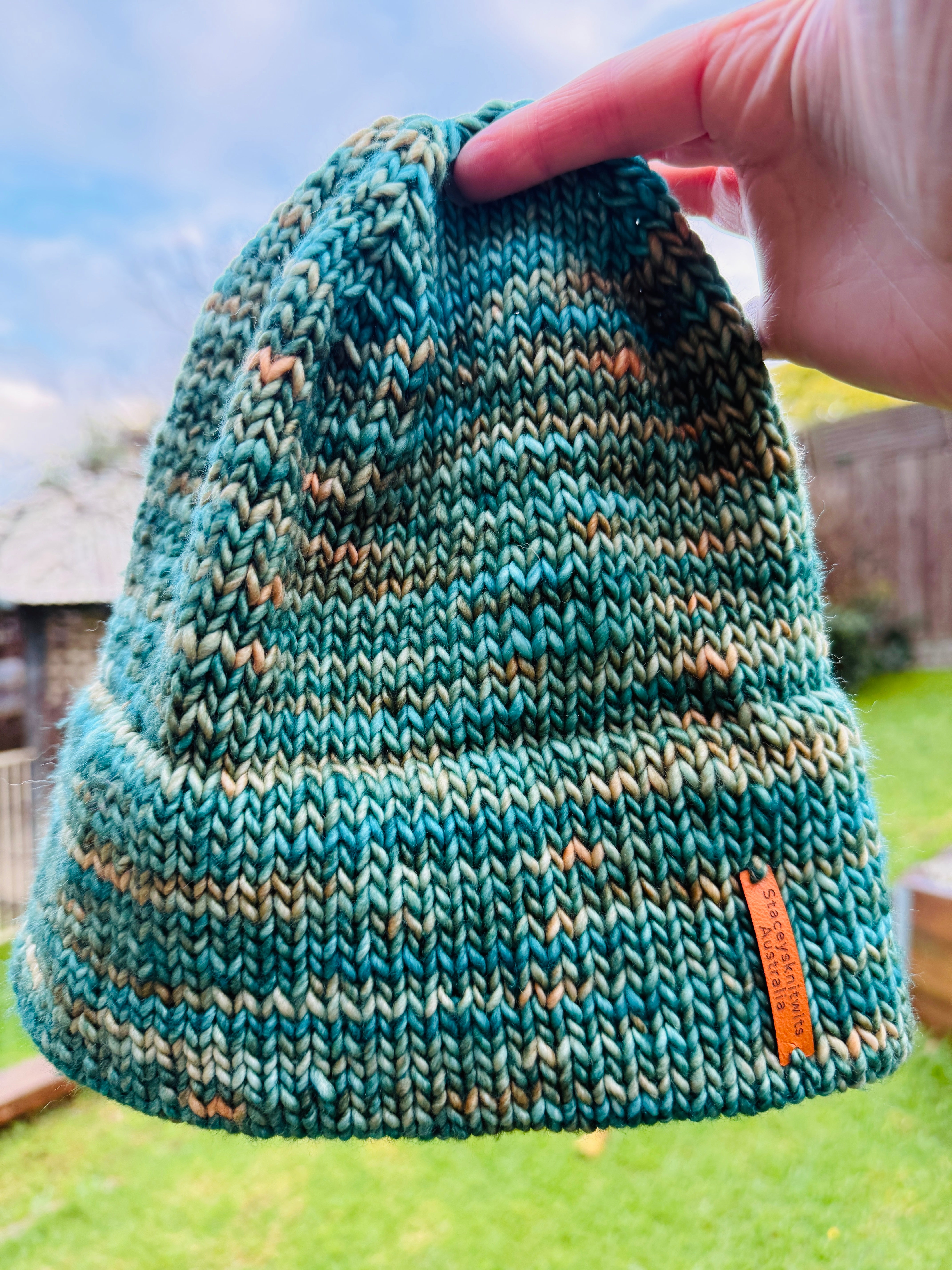 Flecked Merino Beanie, Double Brim extra warm hand knitted