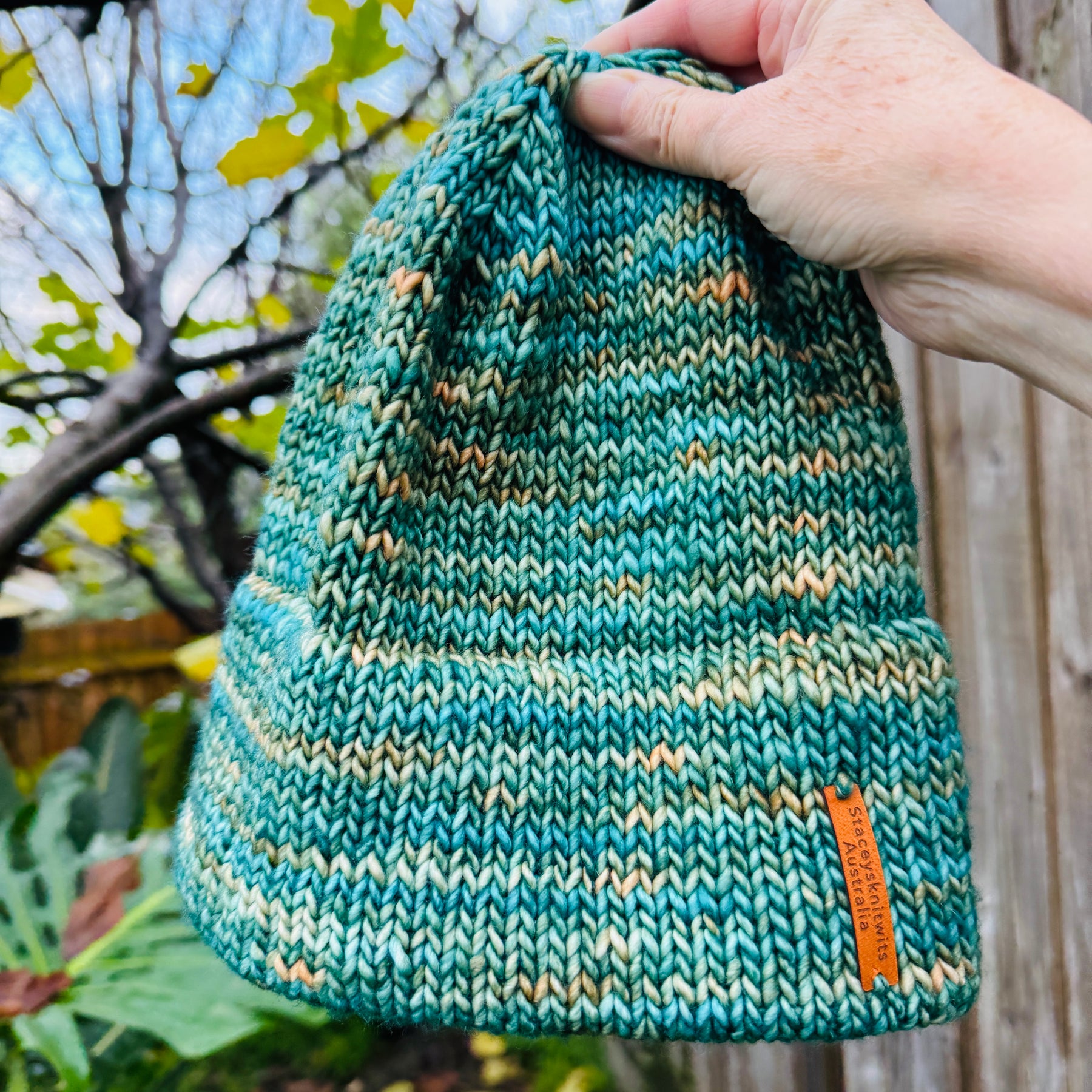 Flecked Merino Beanie, Double Brim extra warm hand knitted