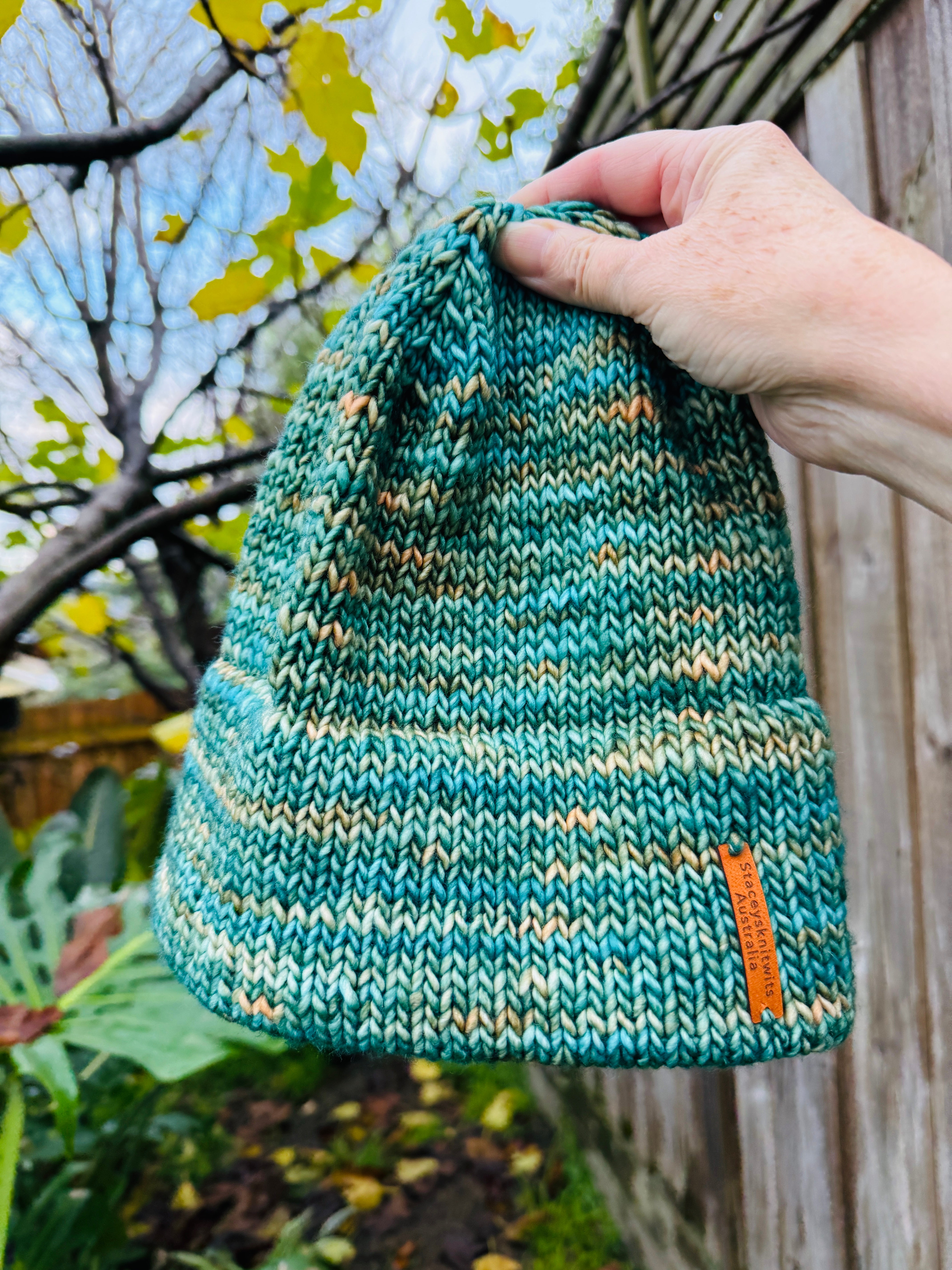 Flecked Merino Beanie, Double Brim extra warm hand knitted