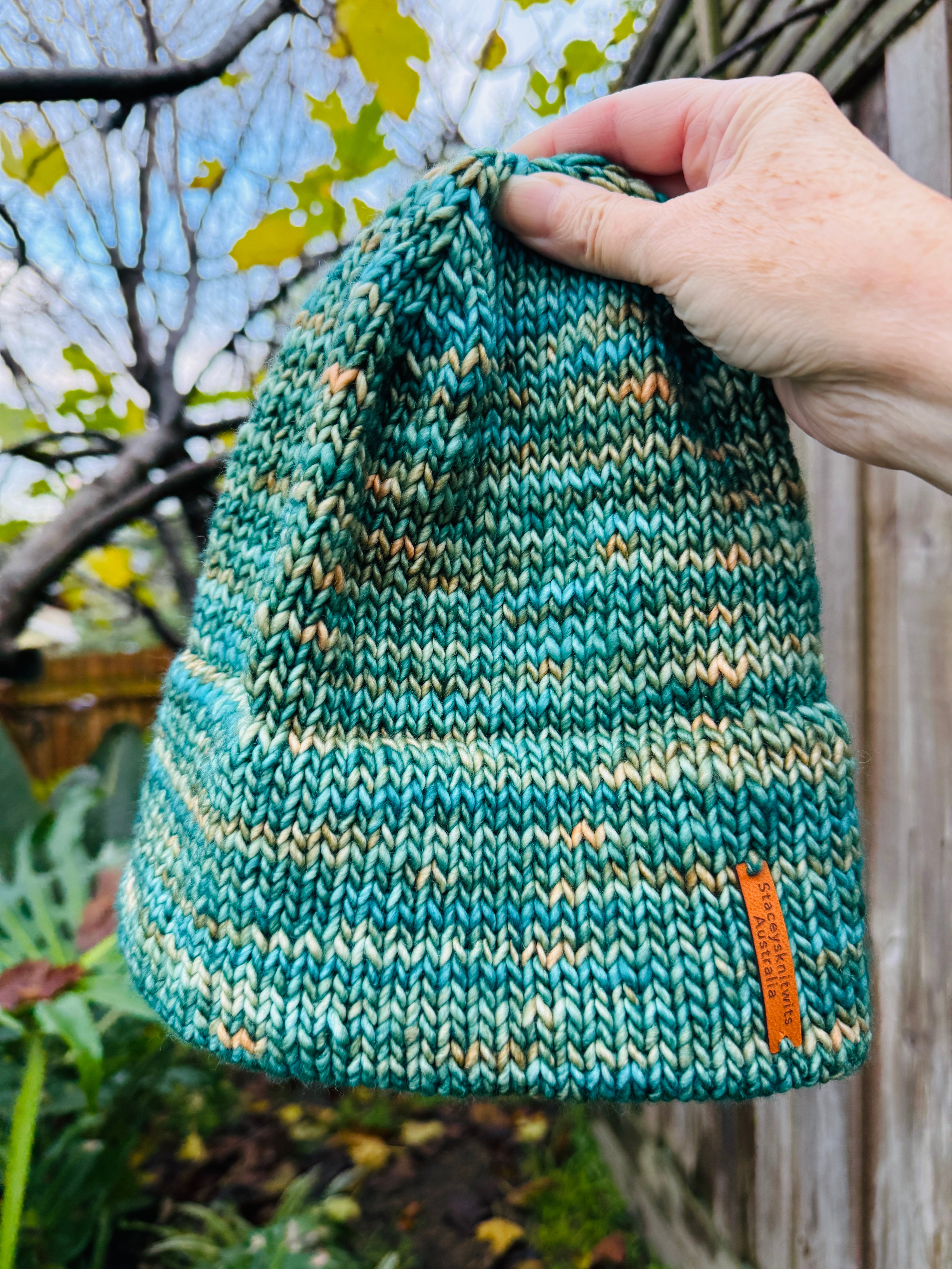 Flecked Merino Beanie, Double Brim extra warm hand knitted