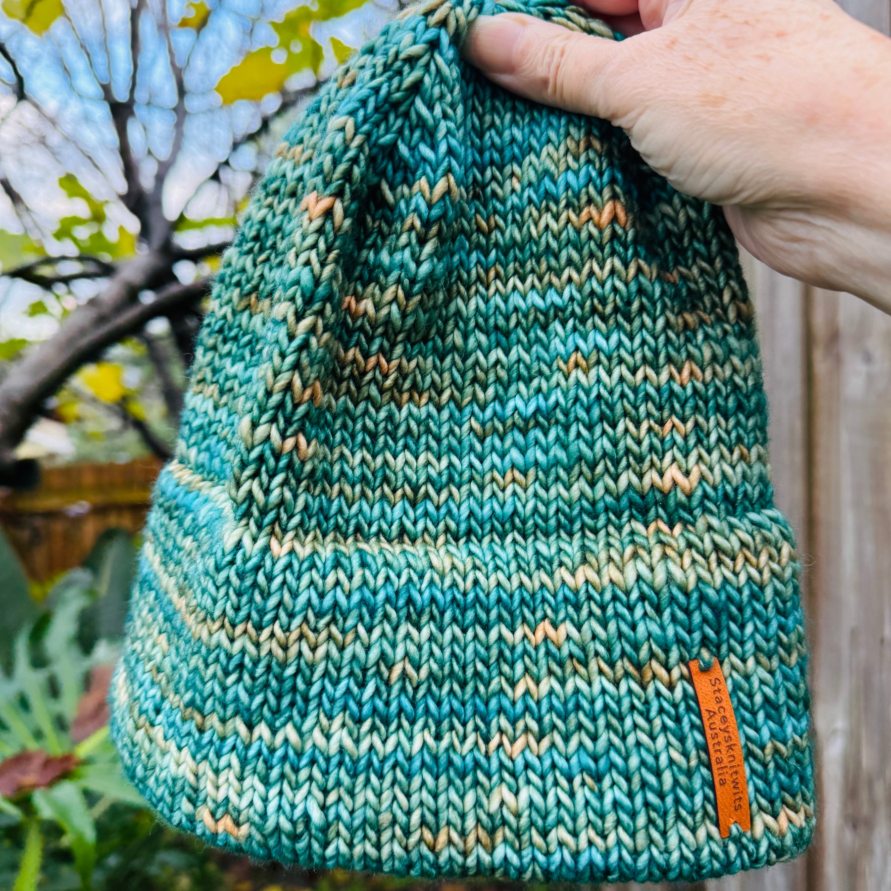 Flecked Merino Beanie, Double Brim extra warm hand knitted