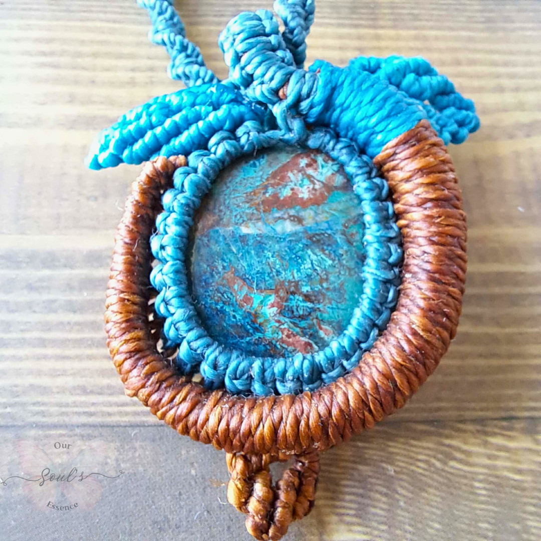 Shattuckite Micromacrame Necklace