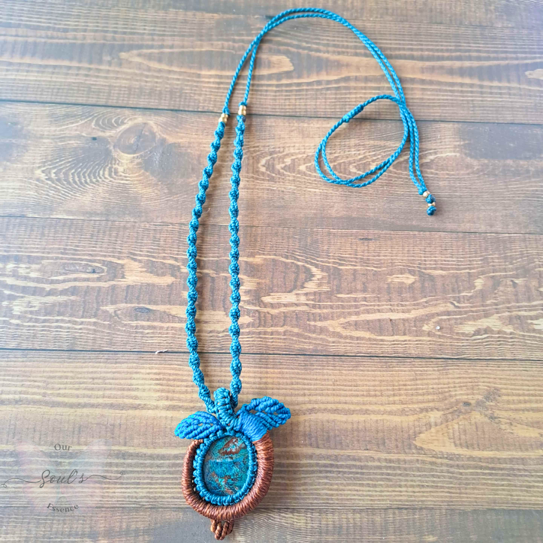 Shattuckite Micromacrame Necklace
