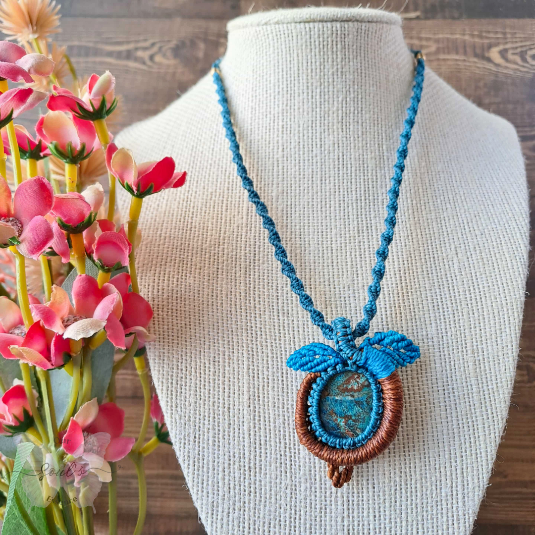 Shattuckite Micromacrame Necklace