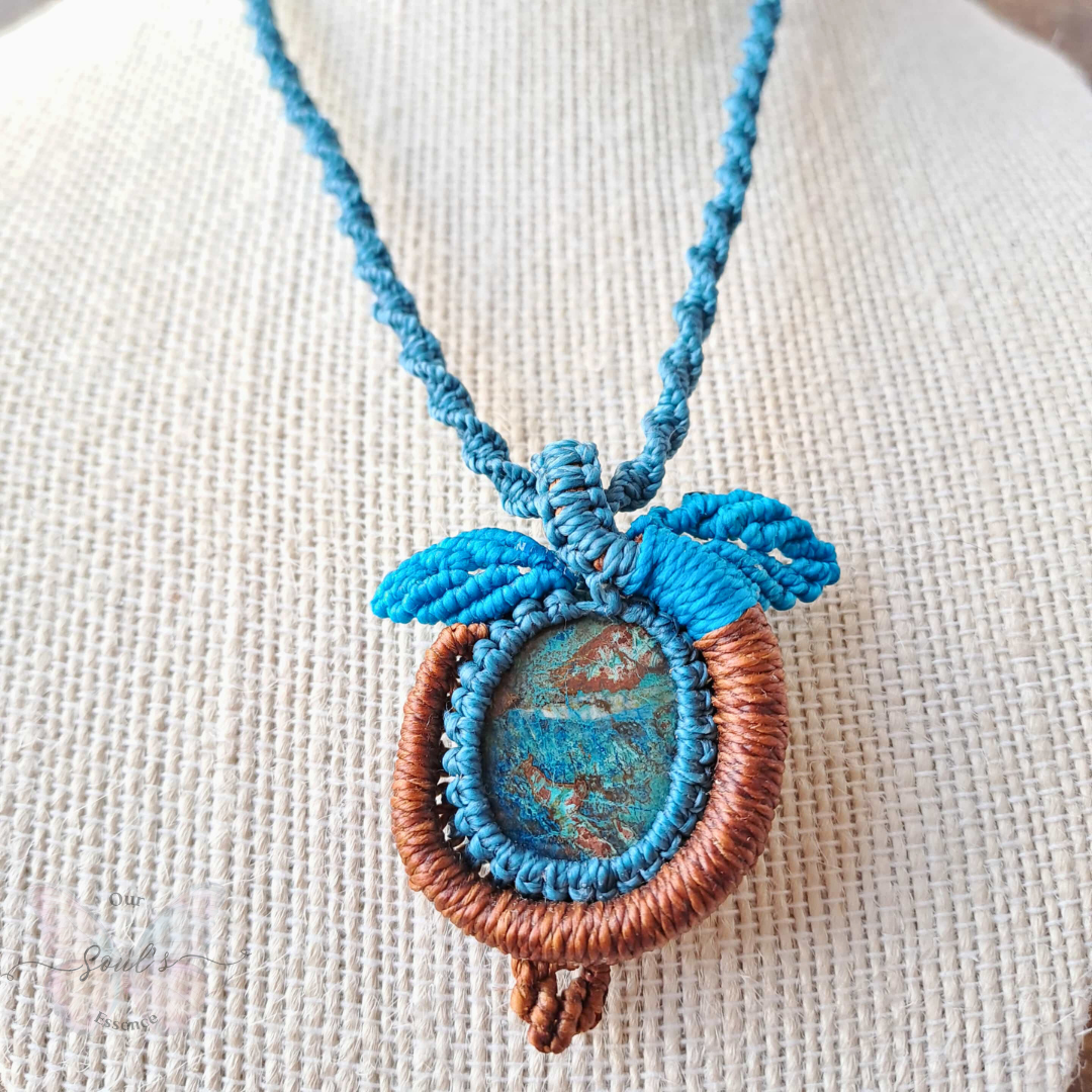 Shattuckite Micromacrame Necklace