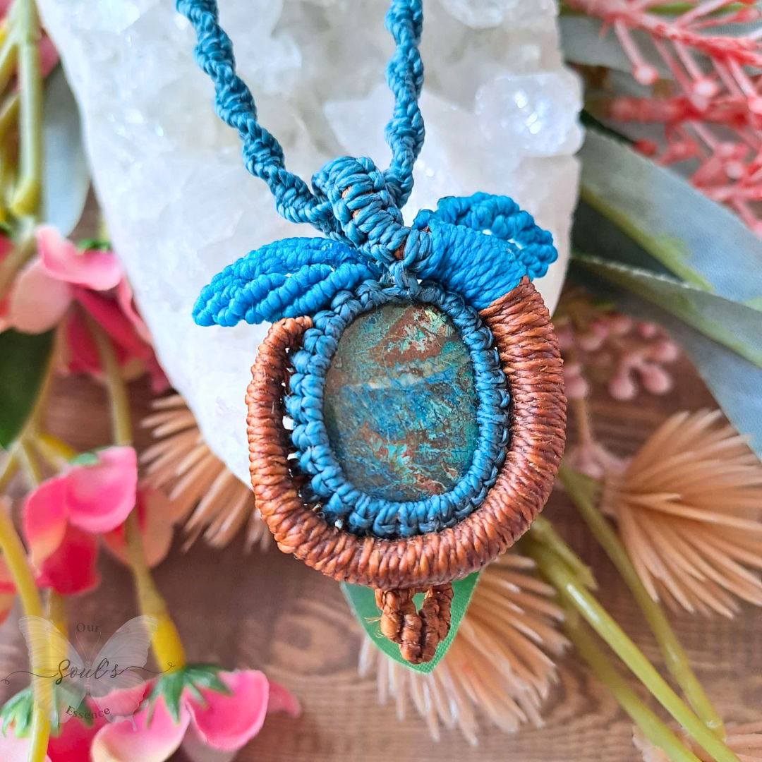 Shattuckite Micromacrame Necklace