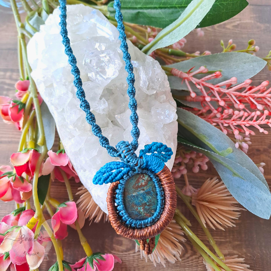 Shattuckite Micromacrame Necklace