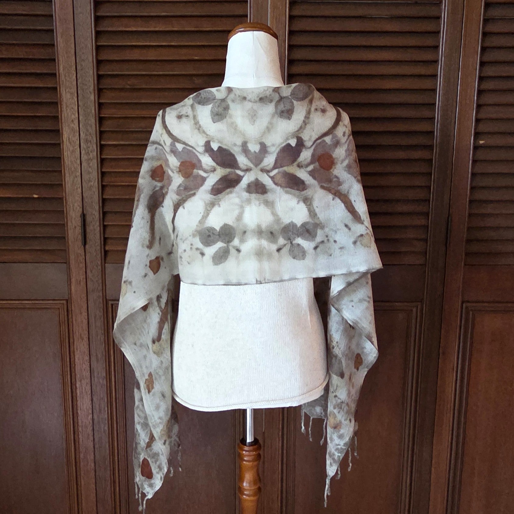 The Marlee - Fine Handloomed Wool Ecoprint Scarf/Wrap