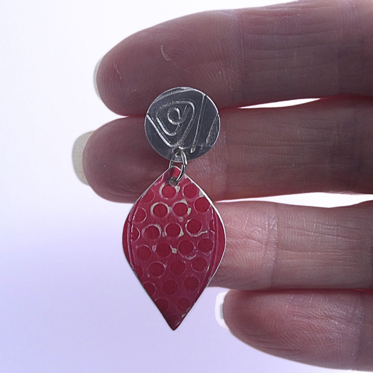 Hand printed anodised aluminium earrings - Scarlet Grace Collection