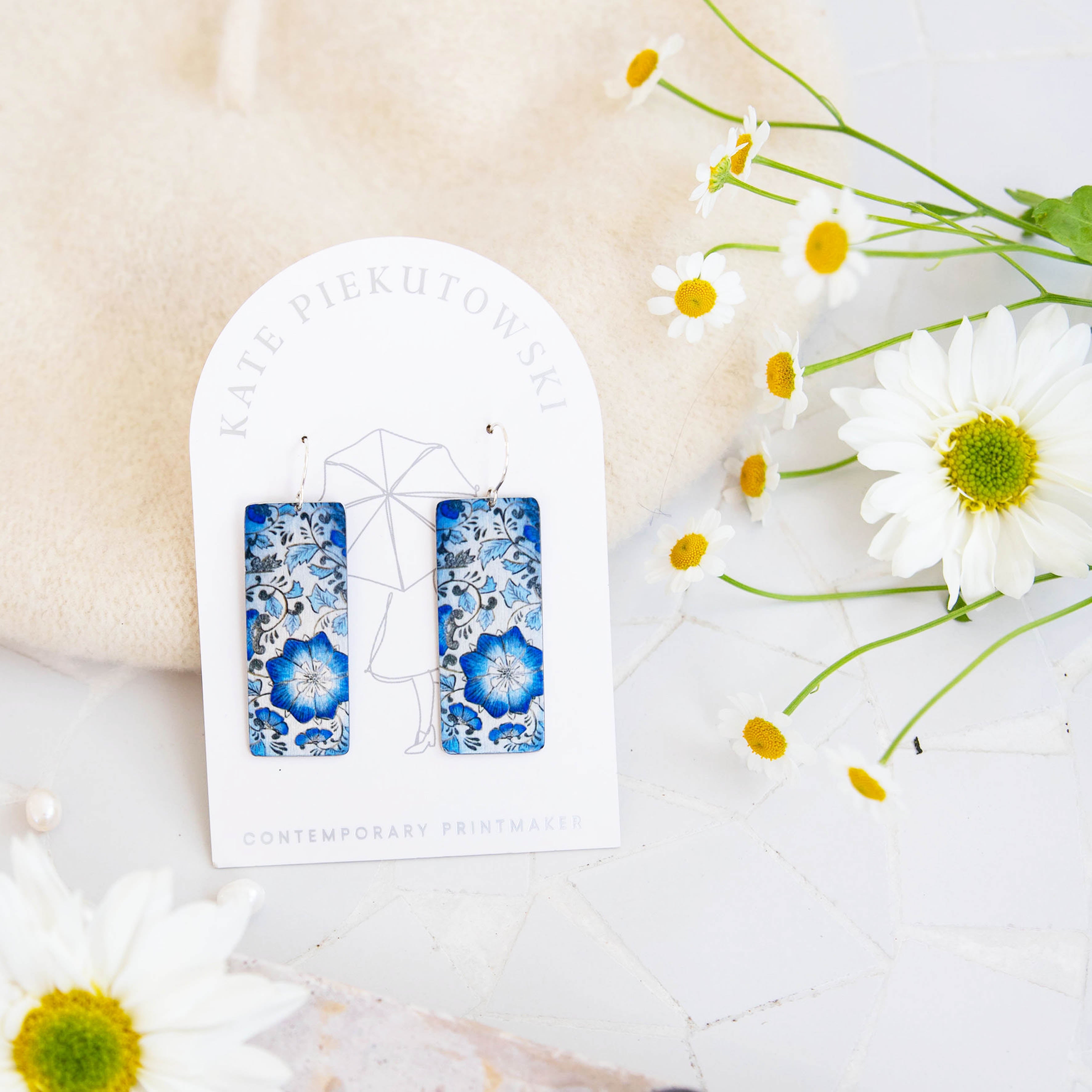 Cobalt Blue Vintage Pattern Earrings