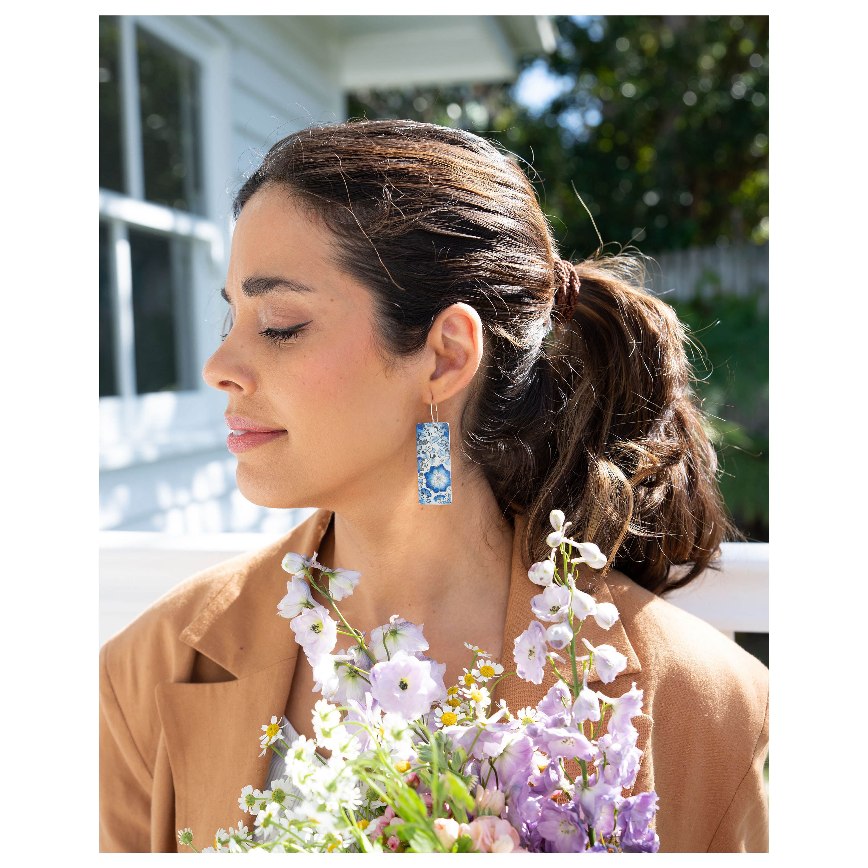 Cobalt Blue Vintage Pattern Earrings
