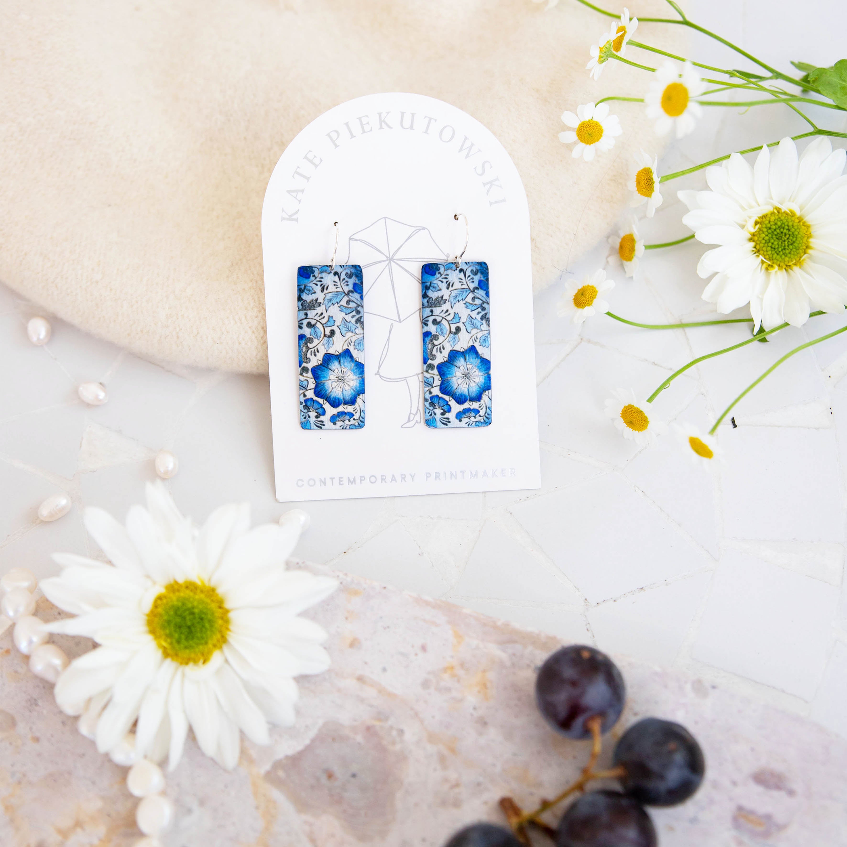 Cobalt Blue Vintage Pattern Earrings