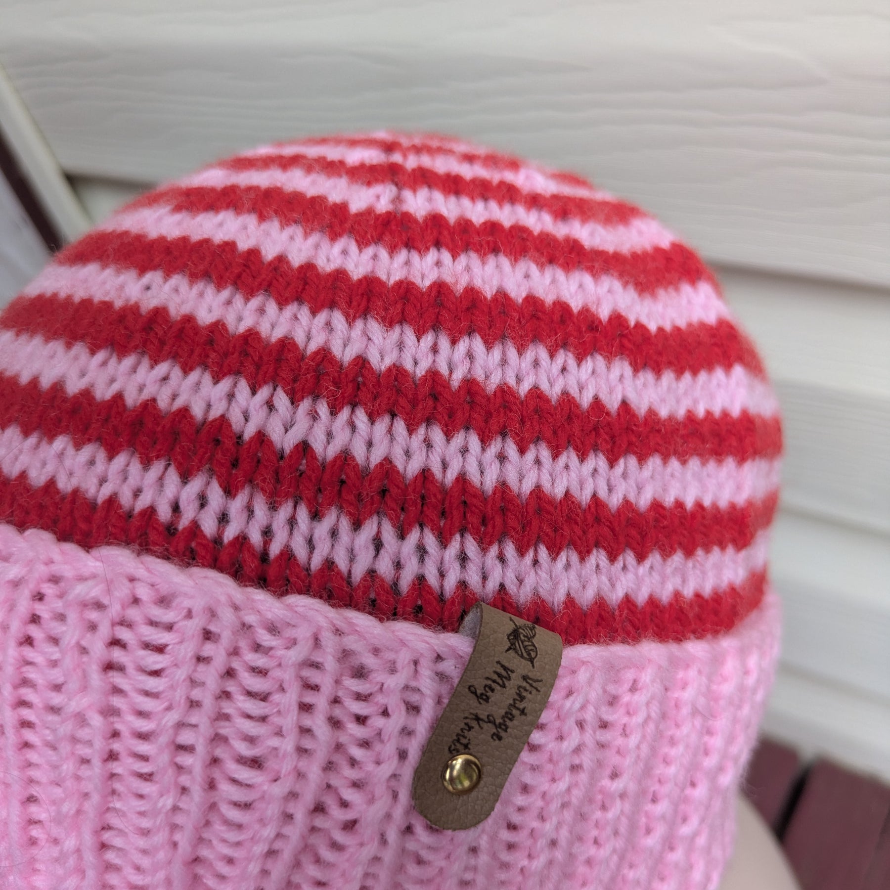 Pinky Swear Handknit Striped Retro Style Beanie