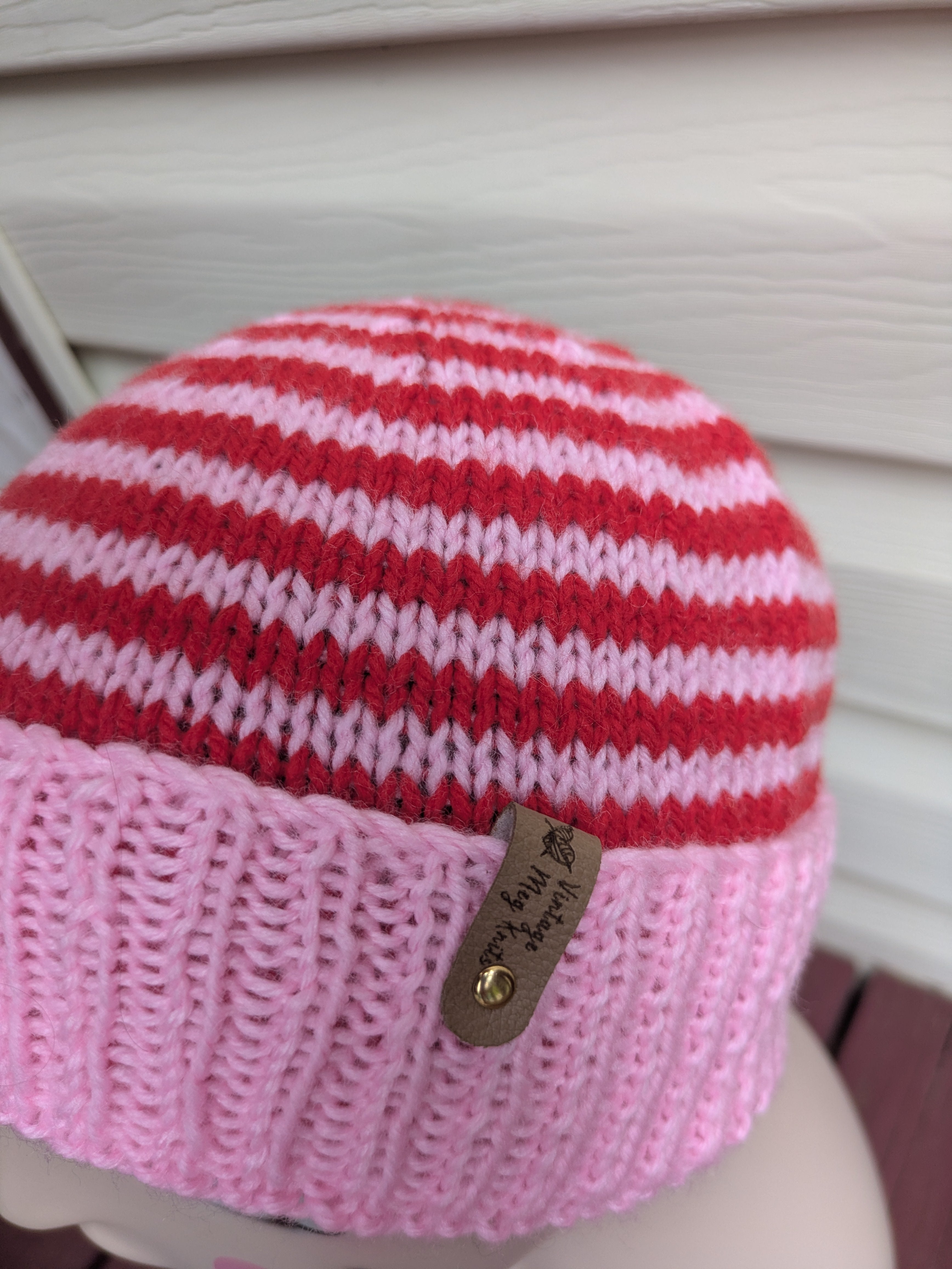 Pinky Swear Handknit Striped Retro Style Beanie