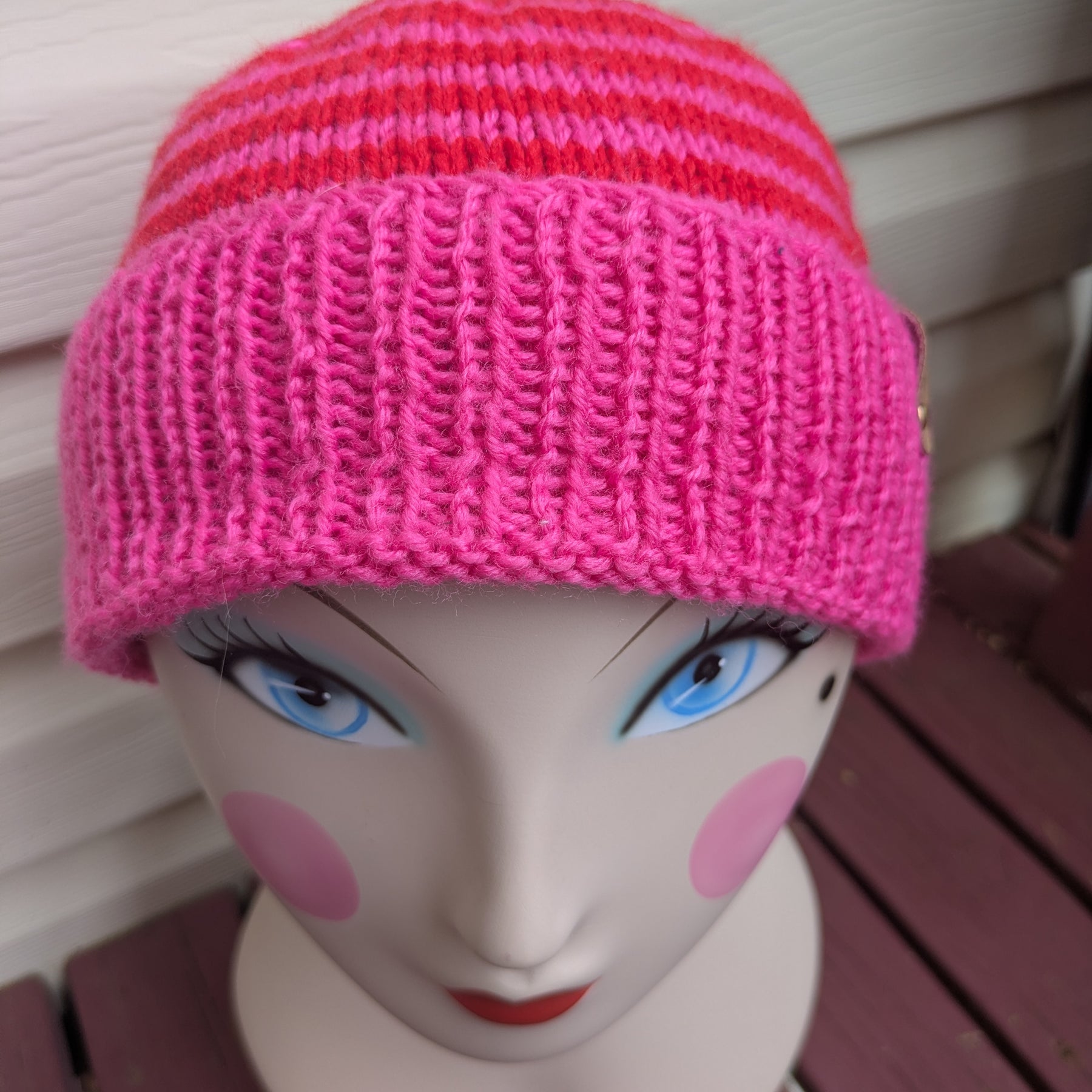 Pinky Swear Handknit Striped Retro Style Beanie