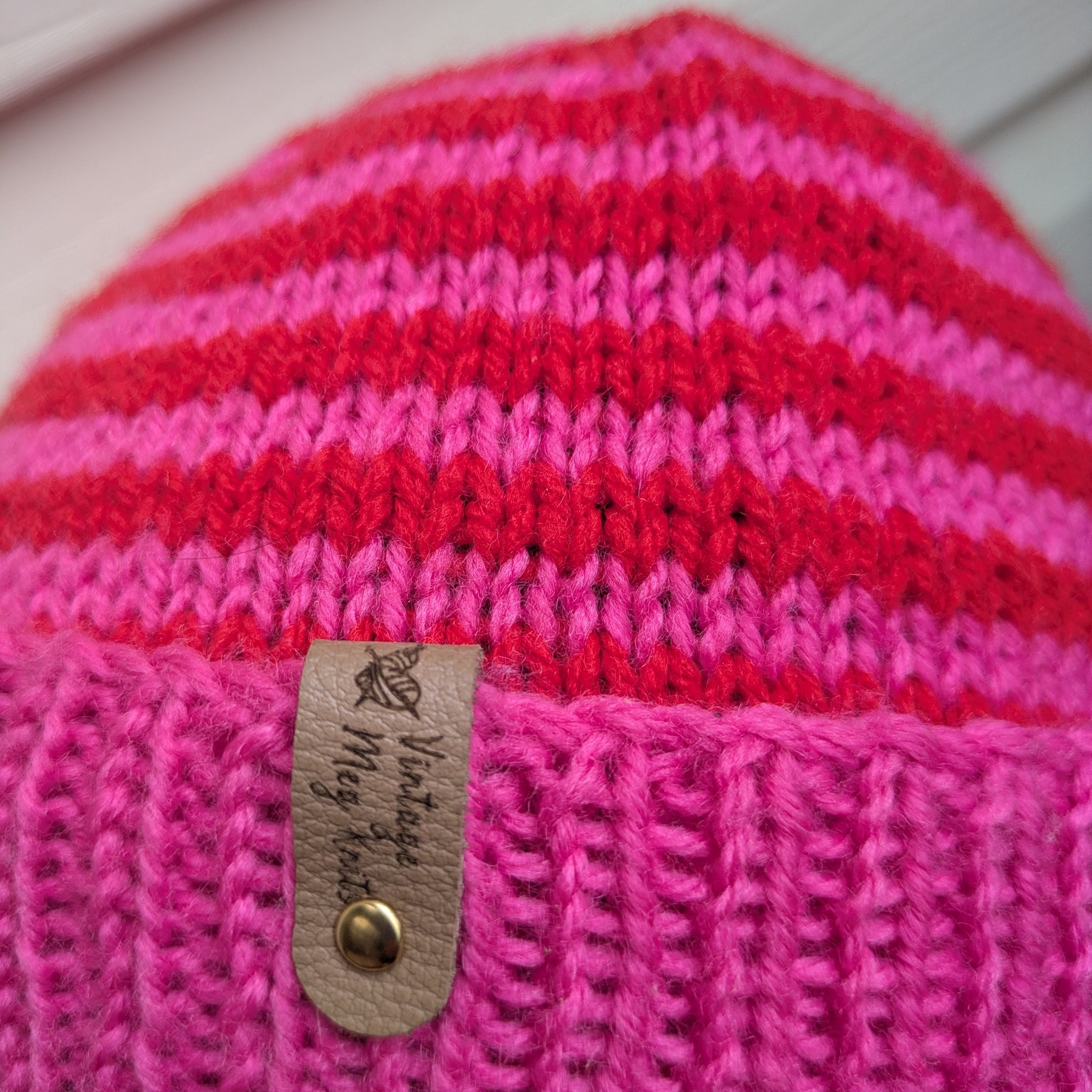 Pinky Swear Handknit Striped Retro Style Beanie