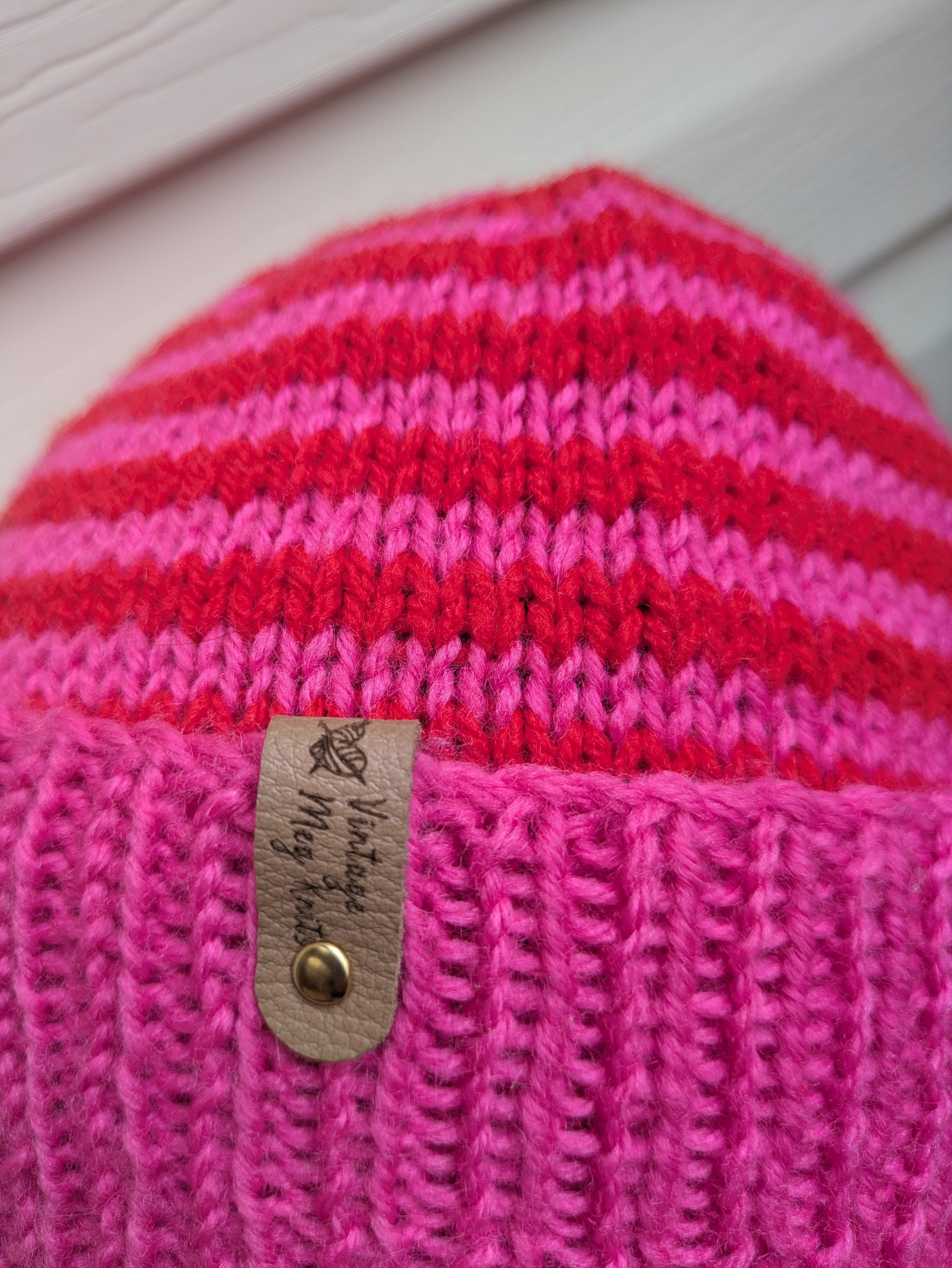 Pinky Swear Handknit Striped Retro Style Beanie